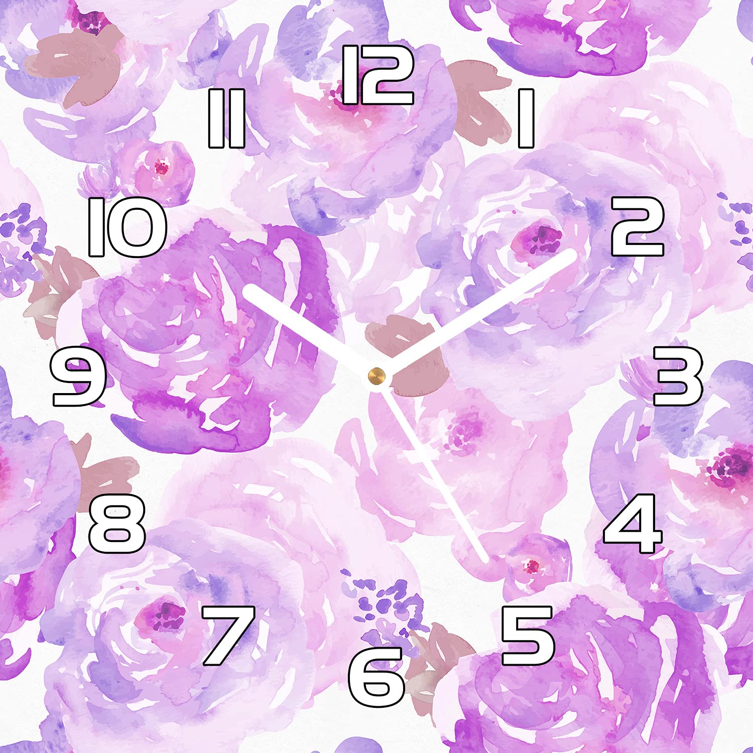 Horloge murale en verre pour cuisine et salon décor fleurs