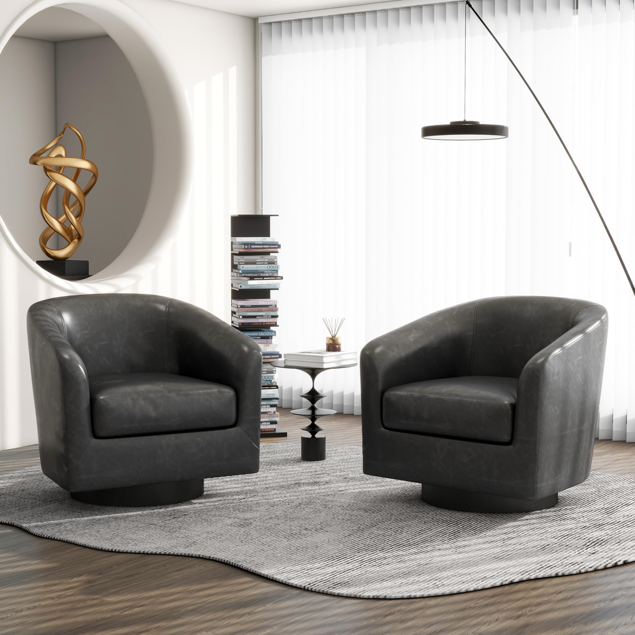 Faux Leather Accent Chair Small Leather Barrel Chair Dark Brown