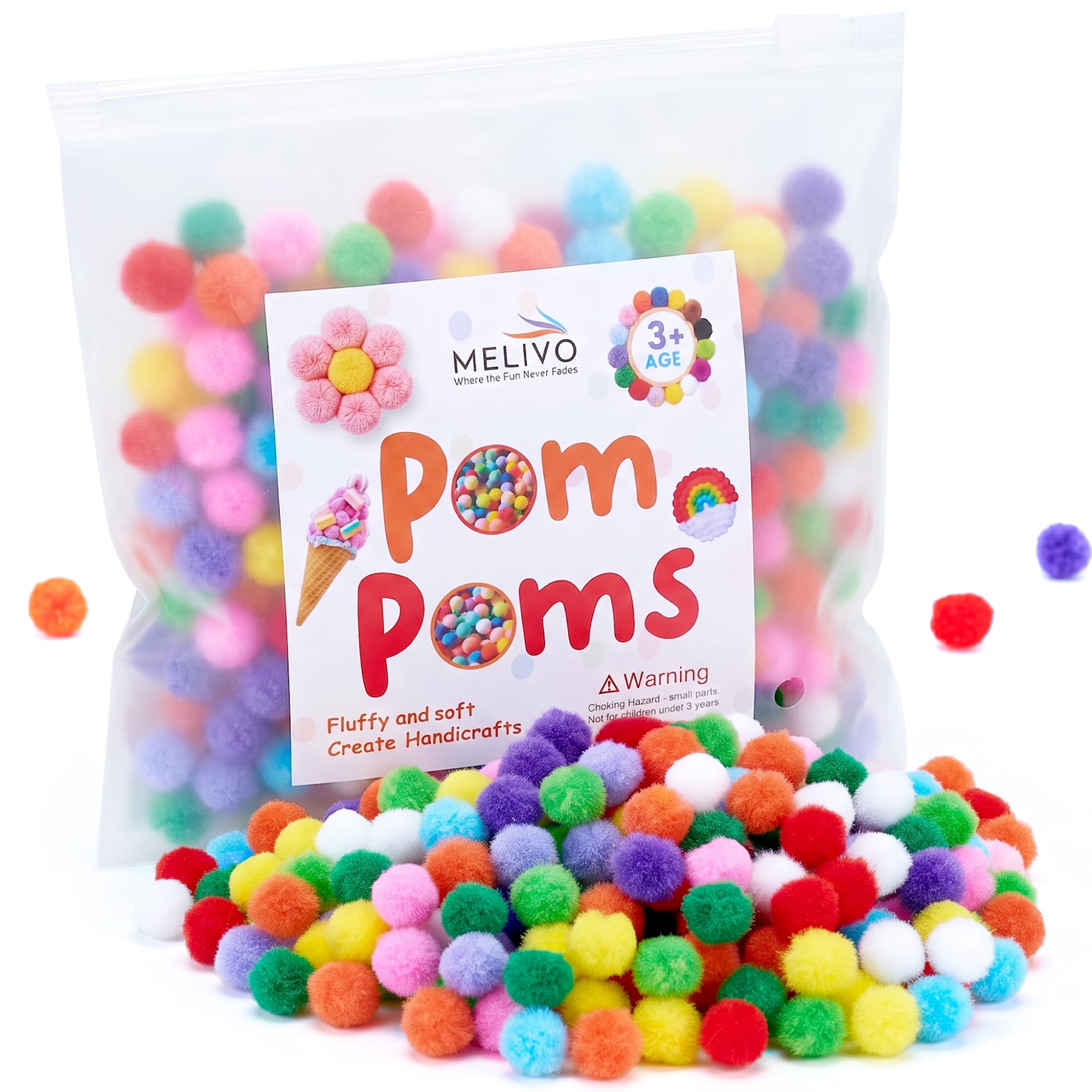 Pom Poms for Crafts (250 Pack) – 2.5cm Soft Fluffy Craft Pom Pom Balls, Multicolour for Kids DIY, School Projects, Christmas & Party Decorations