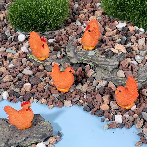 Miniatura 5 de Figura de pollo en miniatura, 30 piezas, mini figuras de pollo en 3D, modelo de pollos familiares pequeños para decoración de jardín de hadas,