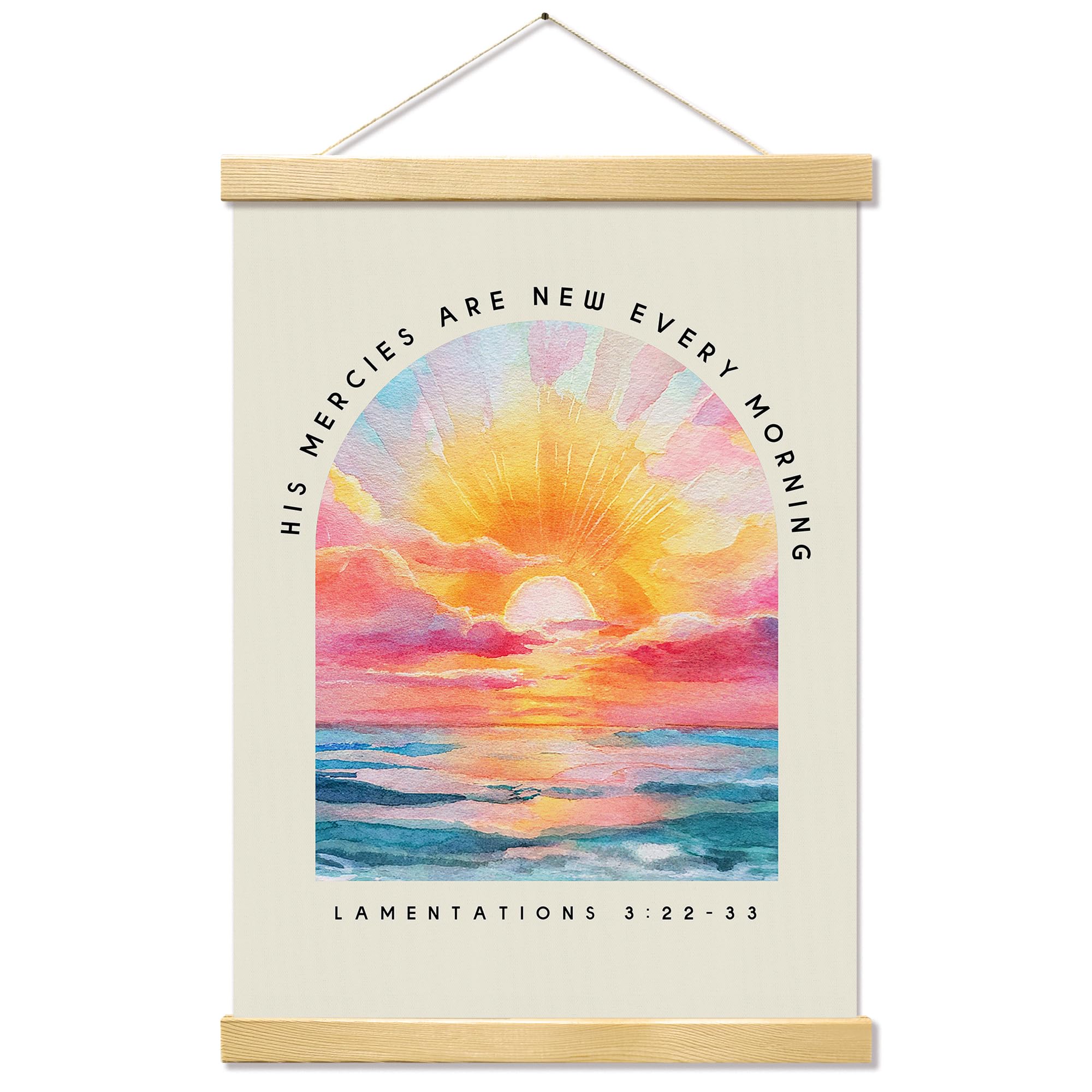 Kaderas Christian Floral Wall Art Decor for Bedroom Living Room Office Church, Bible Verses Scripture His Mercies are New Every Morning Wall Art Poster Framed Christian Gifts