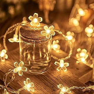 Flower Fairy Light Battery Operated Indoor String Lights 30LED Cherry Blossom Lights Waterproof Decoration for Camping,Gar...