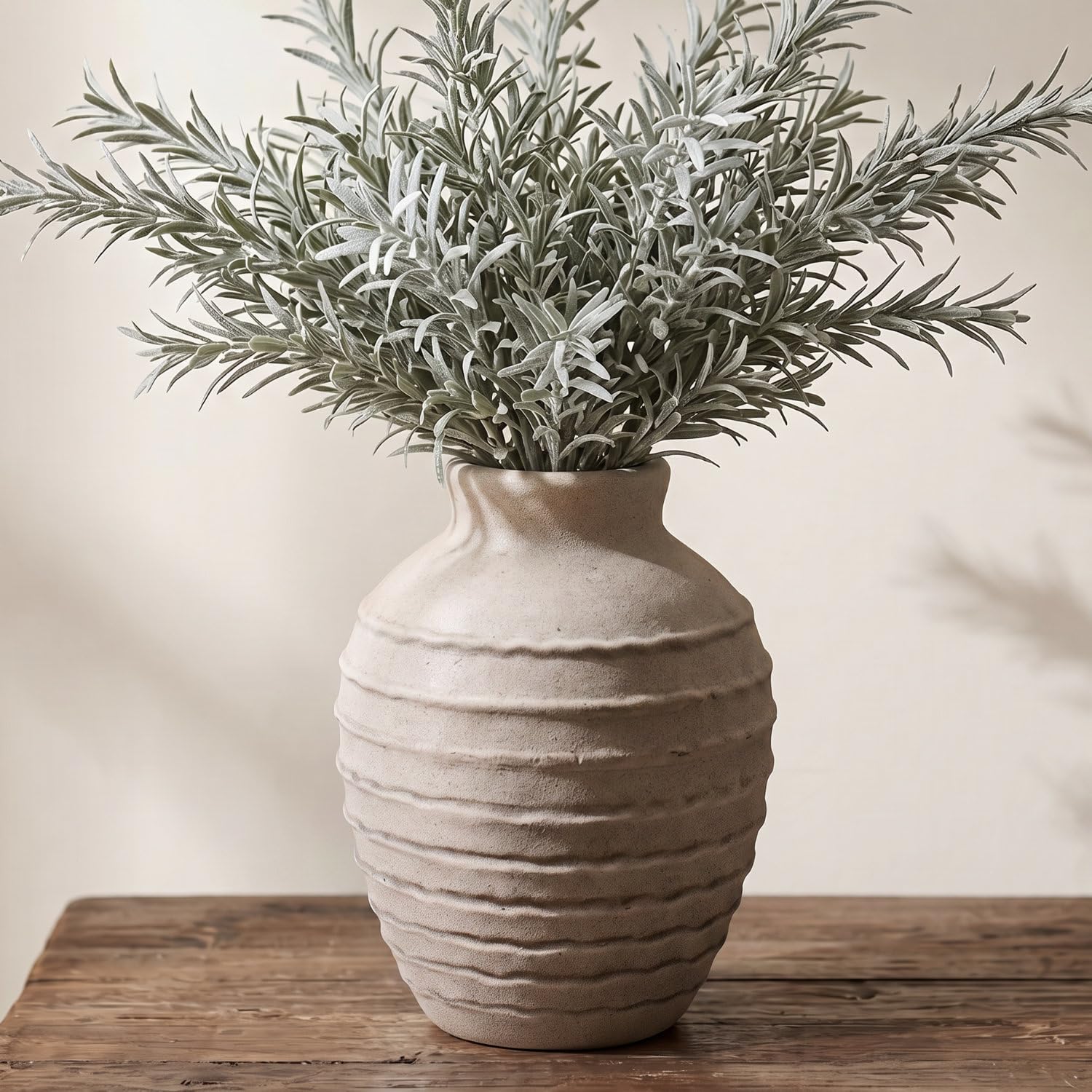 KRYSTHIA Ceramic Vase for Pampas Grass, Rustic Vase for Flowers, Farmhouse Vases for Home Decor,Vintage Vases for Living Room, Bedroom, Office, Coffee Table & Kitchen, 17 CM