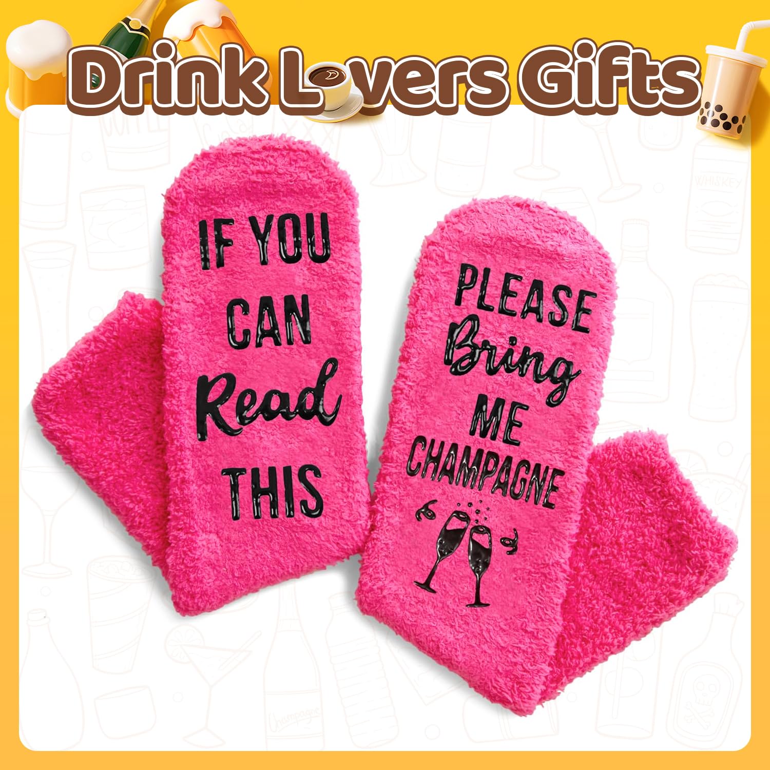 HAPPYPOP Drink Socks for Women Girls - Margarita Tea Champagne Wine Coffee Gifts for Her