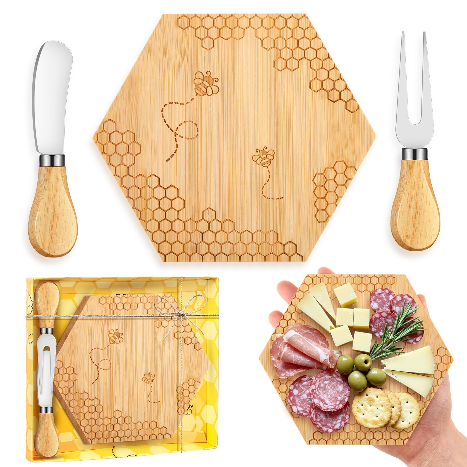 Ziliny 1 Set Baby Shower Prizes, Honey Bee Cheese Board Gifts, Hexagon