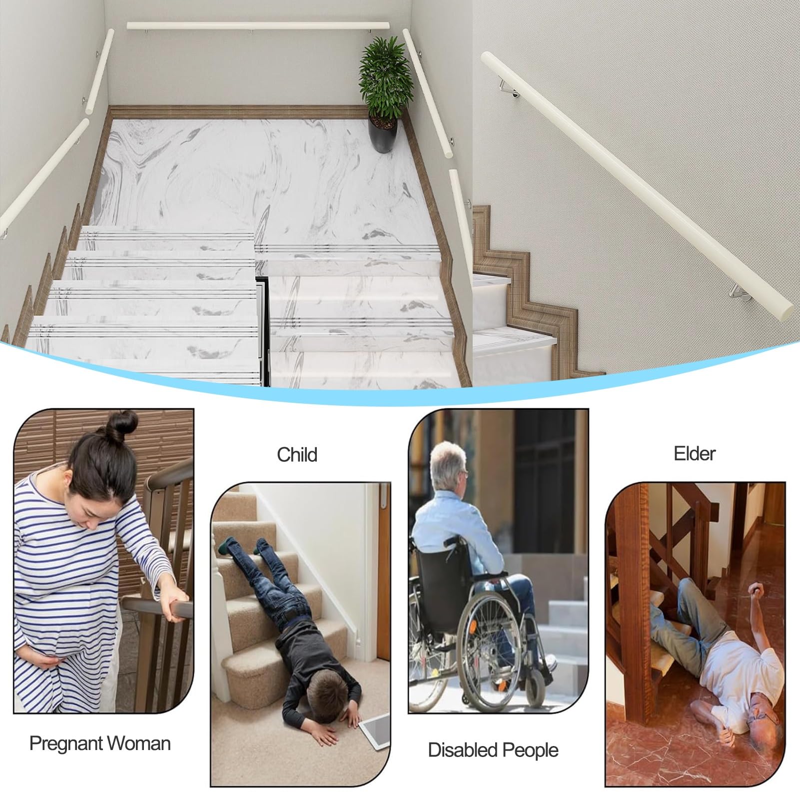 Wooden Bannister Rail For Stairs Wall Mount Heavy Duty Staircase Il - View #2