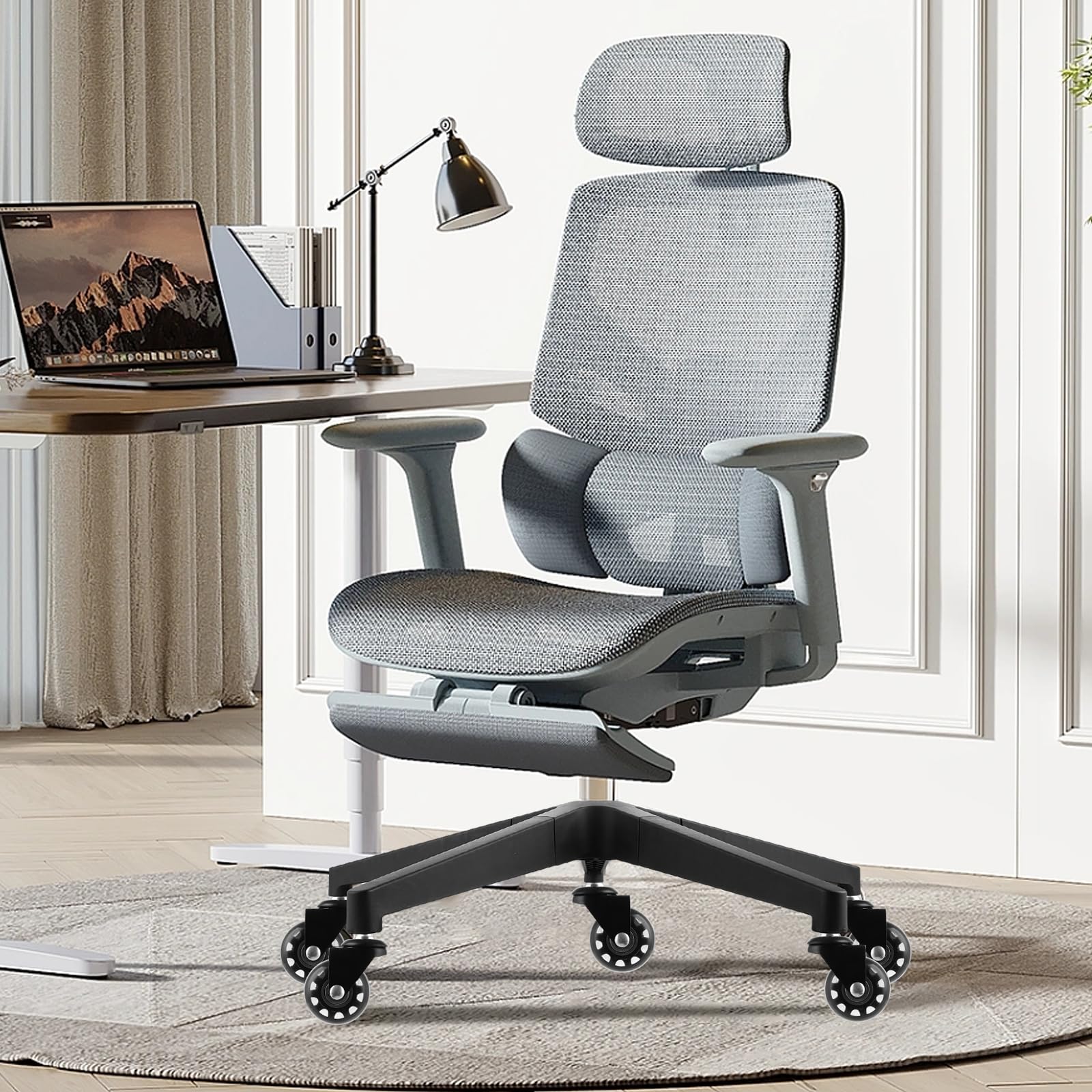 DAJAVE Chaise de bureau en forme de croix de 200 kg, en métal, diamètre 70 cm, universelle, pour roues de 11 mm x 22 mm et ressort à gaz de 50 mm, durable, stable, avec base en métal noir