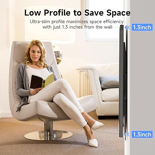 Miniatura 5 de Suptek Soporte de pared fijo resistente para televisores de 48 a 120 pulgadas, 265 libras, se adapta a 3 pernos de 16 pulgadas y 2 pernos de 18 o 24