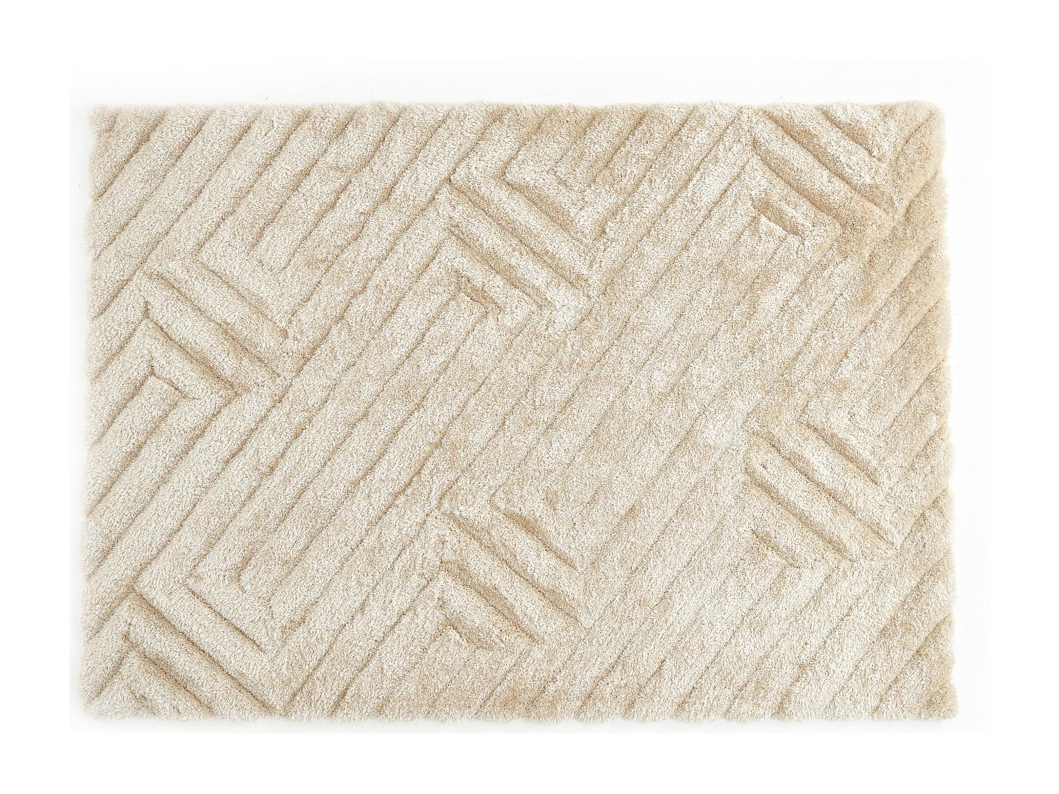 Vente-unique - Tapis Shaggy en Relief à Poils Longs - 160 x 230 cm - Blanc cassé - Maze