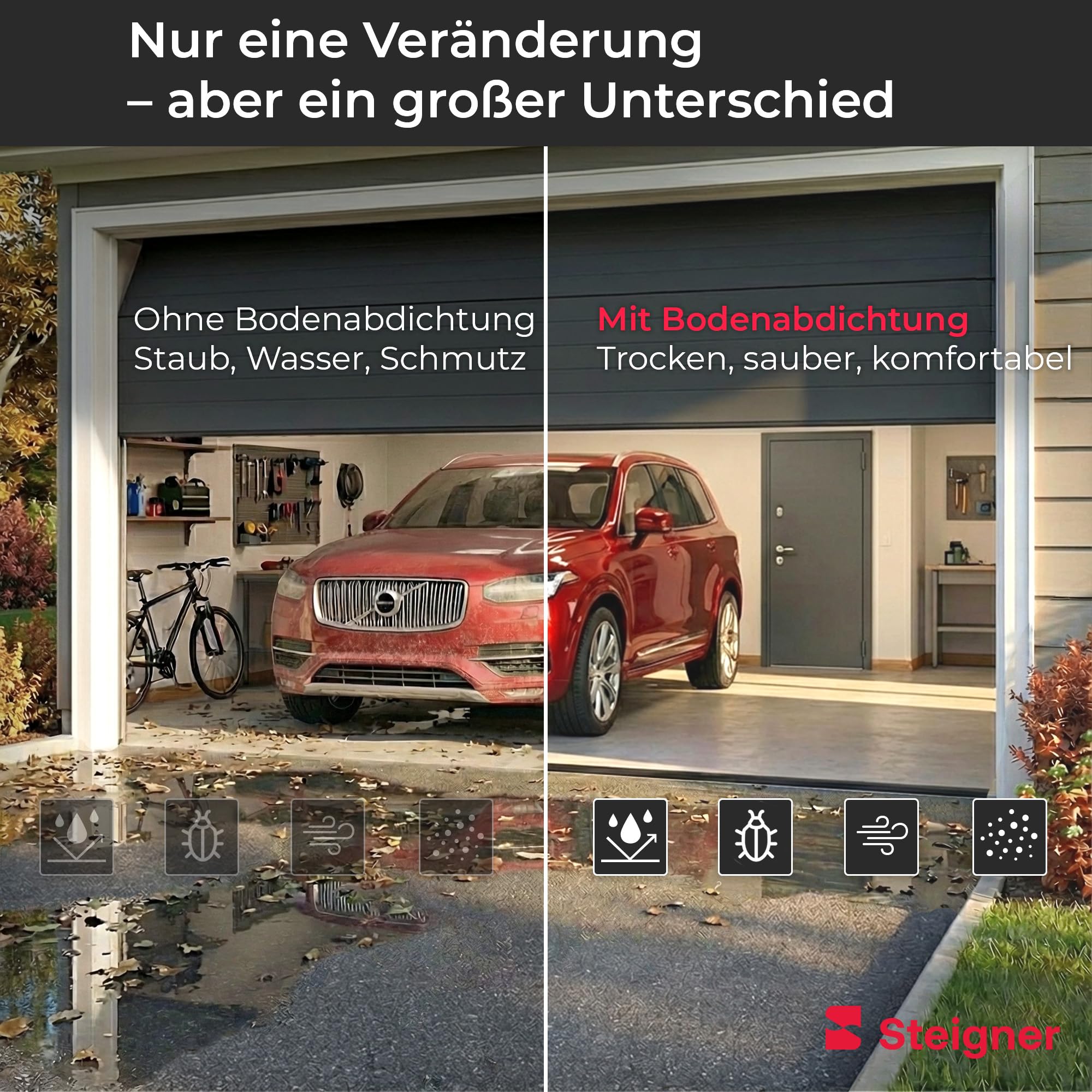 STEIGNER Garagentor Dichtung unten Premium-EPDM 2,5m passend für Hörmann | wasserdicht Zugluftstopper | wetterfest UV-beständig SGD04