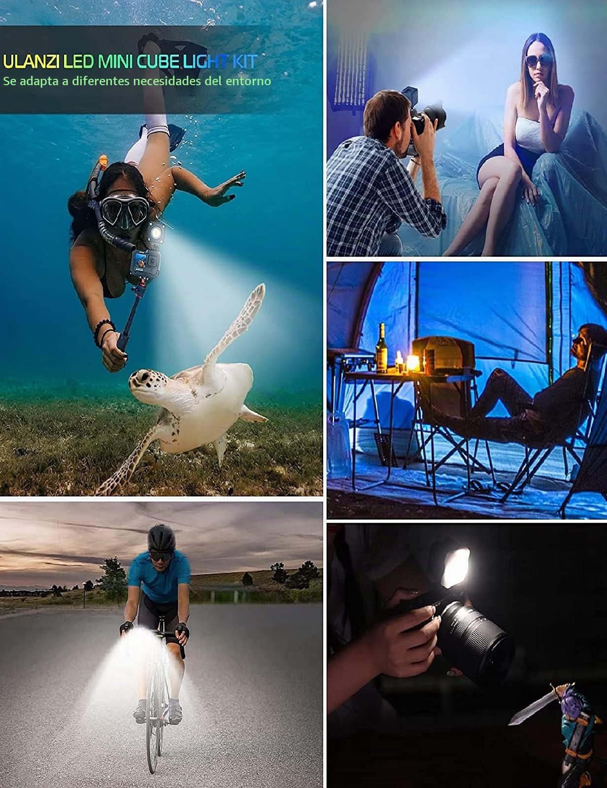 Mini Luz Impermeable, ULANZI L2 Cute Lite LED luz de la Cámara a Prueba de Agua, IP68 Luz Impermeable, Luz de Vídeo Magnética, Luz de Cámara para la Cámara Vlog y la Fotografía