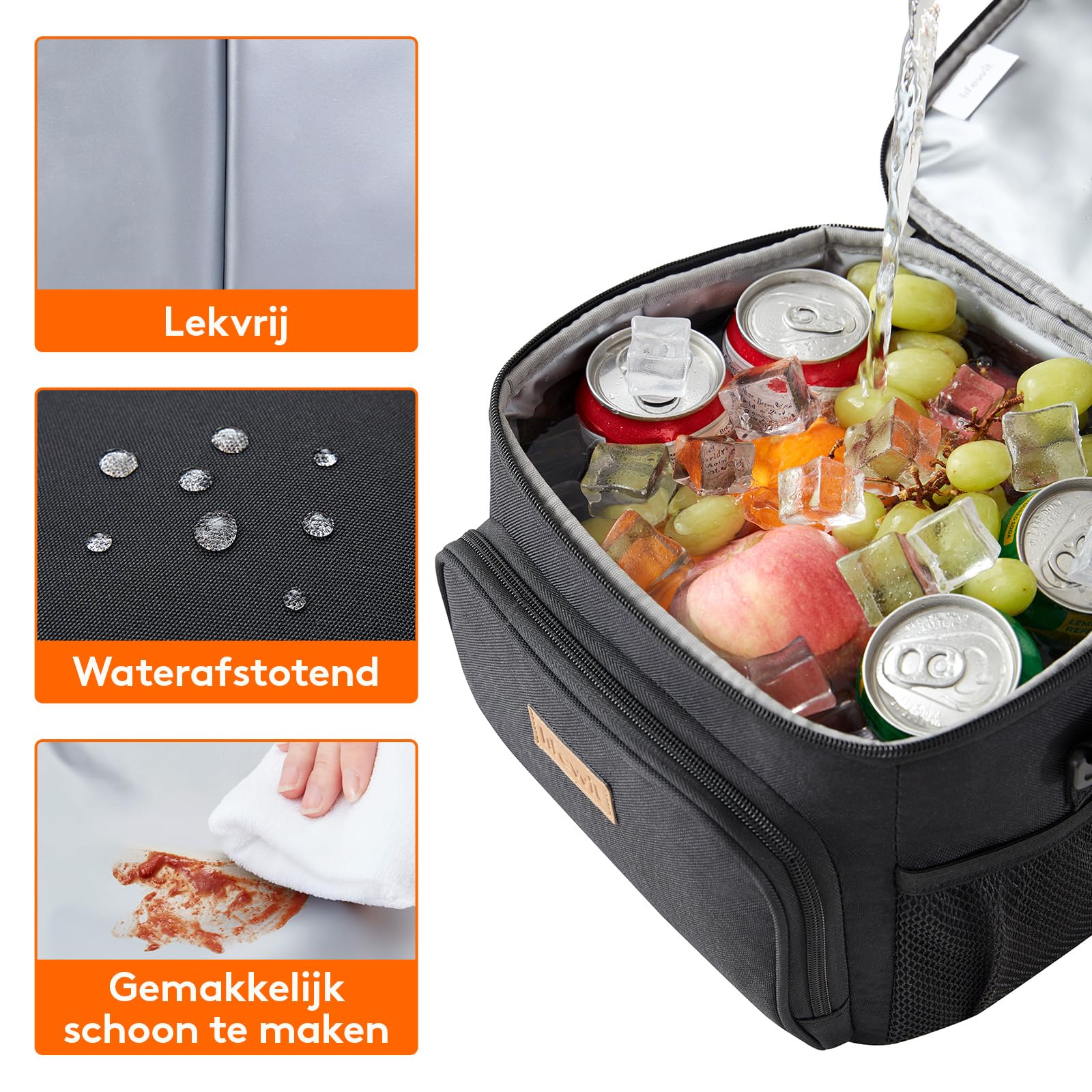 Lifewit Geïsoleerde Lunchtas voor Mannen, Herbruikbare Broodtrommel Dames, Draagbare Koelbox Invriesbare Soft Draagtas Lekvrij met Verstelbare Schouderriem voor Volwassenen op Werk/Picknick, Grijs 9L