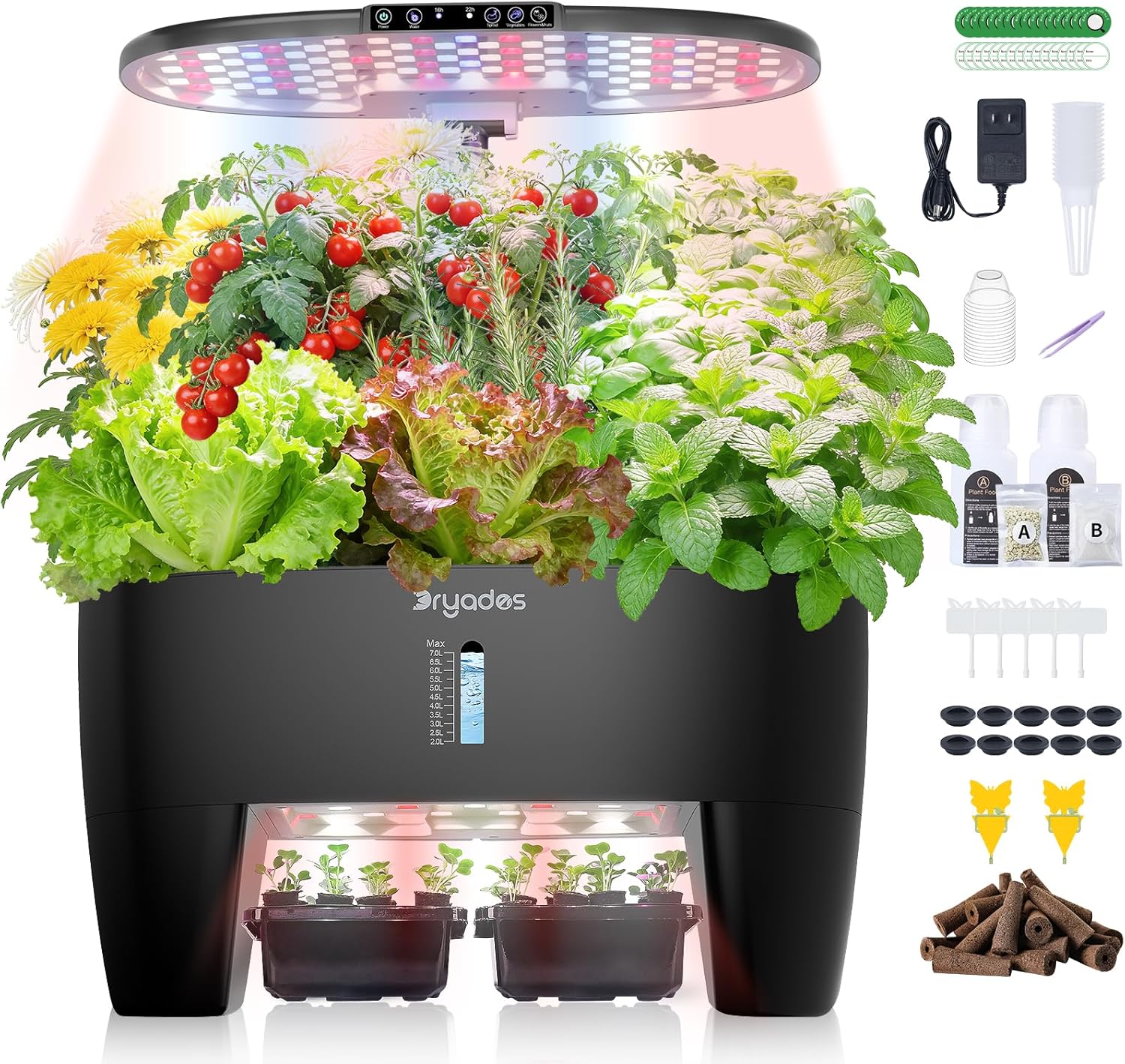 Hydroponic Growing System Kit 16 Pods, Smart Herb Garden with Sprout Mode Can Seedling in Advance & 24W Full Spectrum LED Grow Light, Indoor Garden Planter for Home/Office/School (Black)