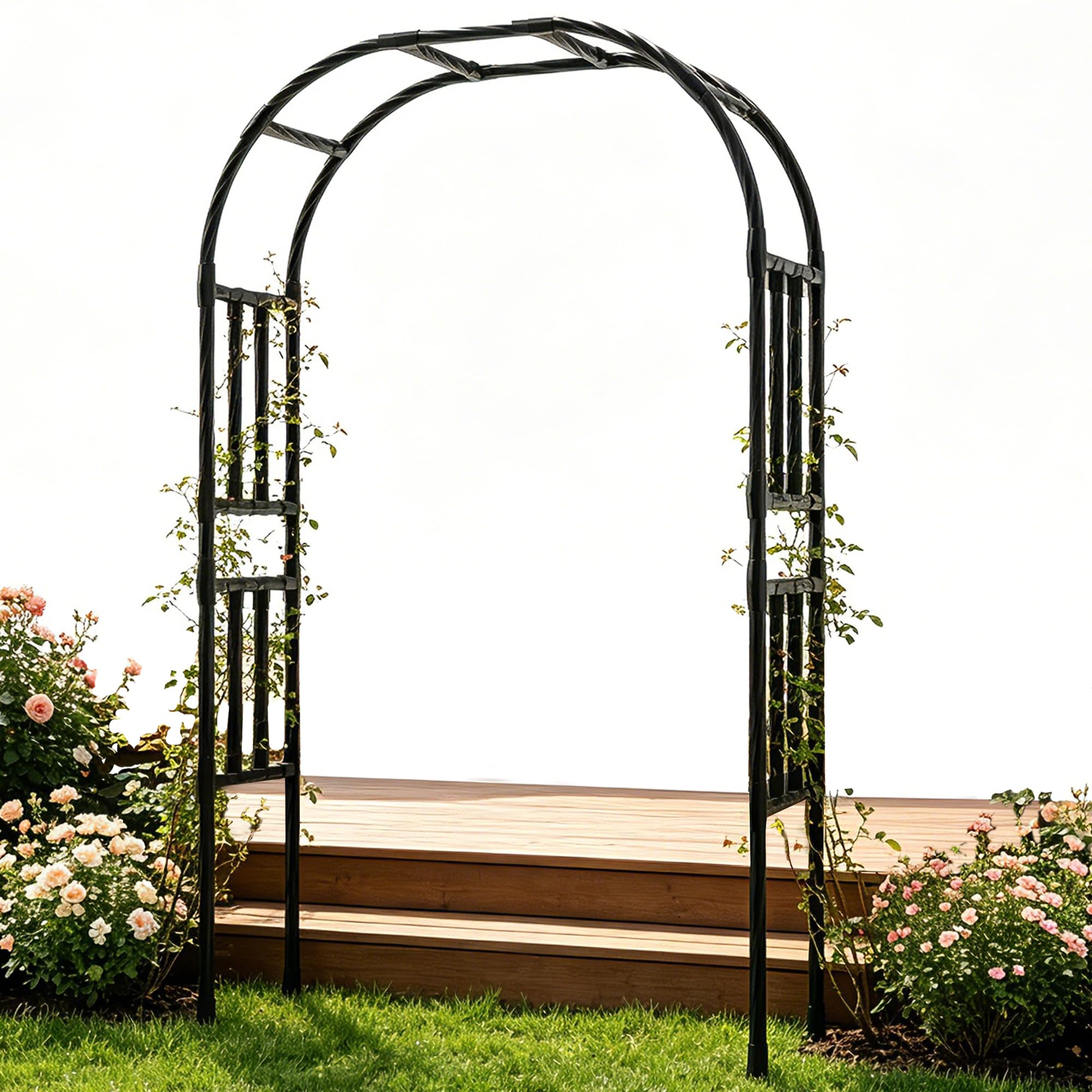 thickened metal garden arch-59(l)*94.5"(h),garden trellis for climbing plants outdoor, heavy duty rust-proof iron arbor archway for backyard, patio, lawn and wedding decorations(20mm pipe)