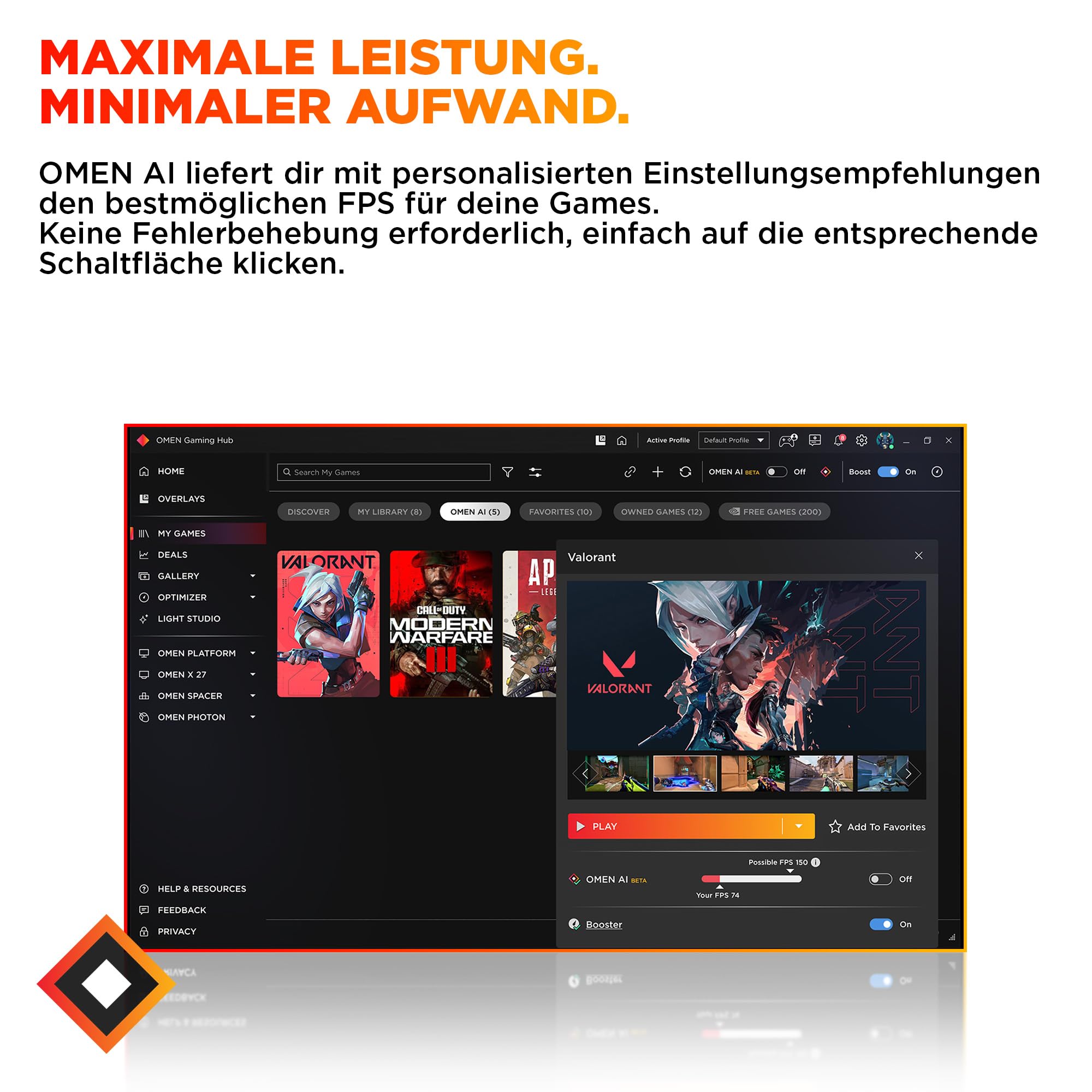 Omen 16L Gaming Desktop PC, Intel Core Ultra 5 225F, 16 GB DDR5 RAM, 1 TB SSD, NVIDIA GeForce RTX 5060 Ti, Windows 11 Home, RGB-Beleuchtung, Weiß