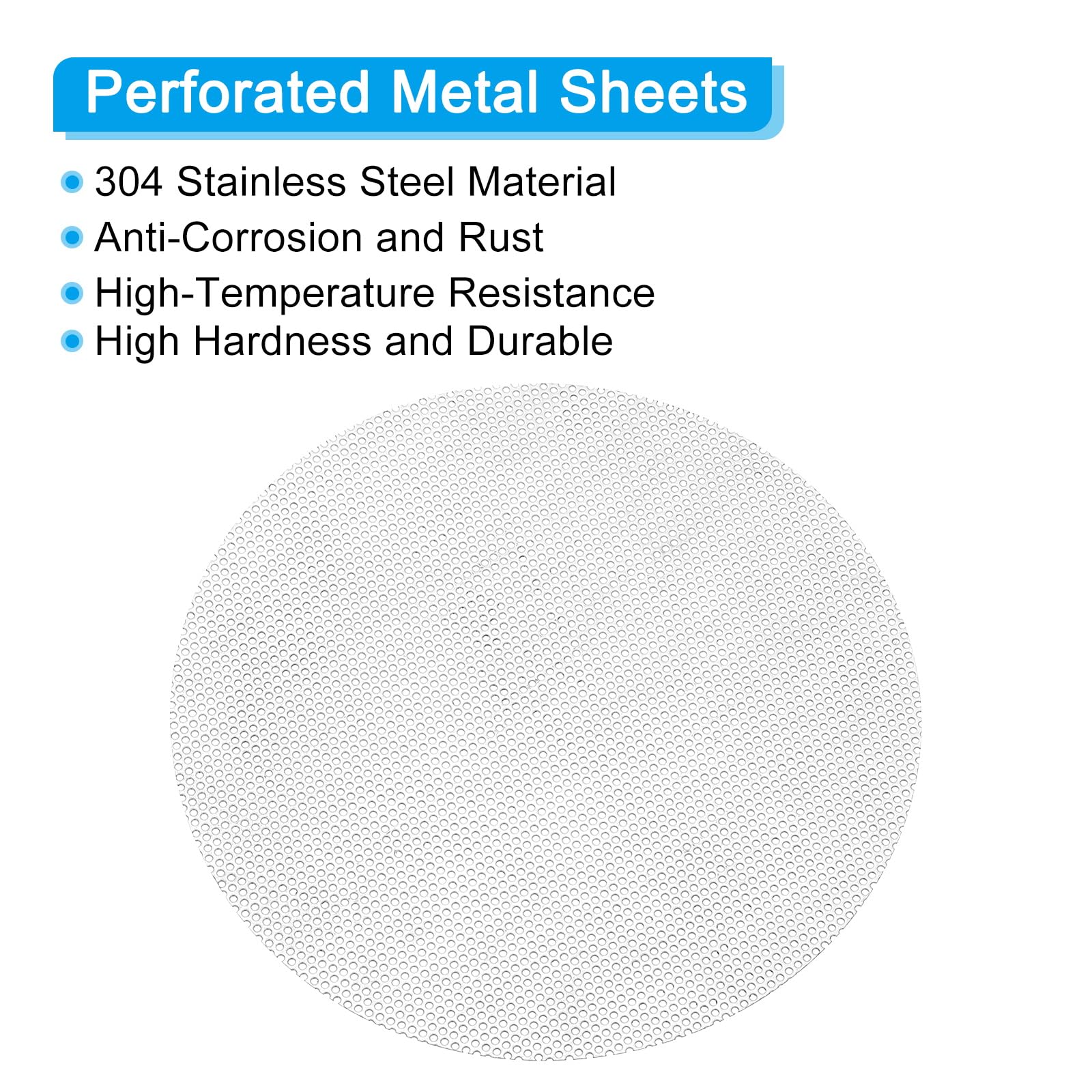 PATIKIL 8" Diametro 304 Lamiera Forata in Acciaio Inossidabile, Foro da 0.06" 19GA Rete metallico Espansa a Fette rotondo Piastra Schermo Decorativo per Griglie, Tono Argento