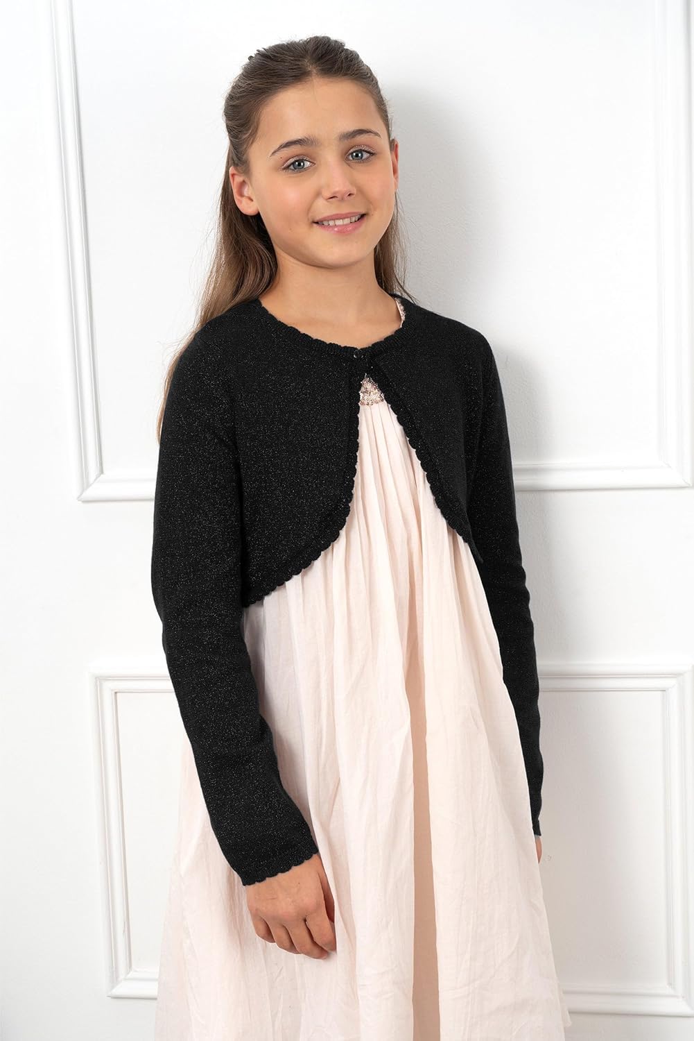 BlackButterfly Girls Long Sleeve Sparkle Cardigan Childrens Kids Bolero Shrug - Image 3
