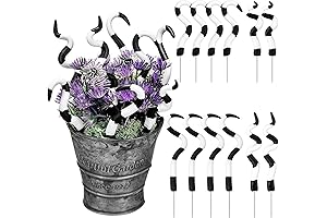 12 Pcs Halloween Sandworm Decoration Black and White Striped Plant Stakes