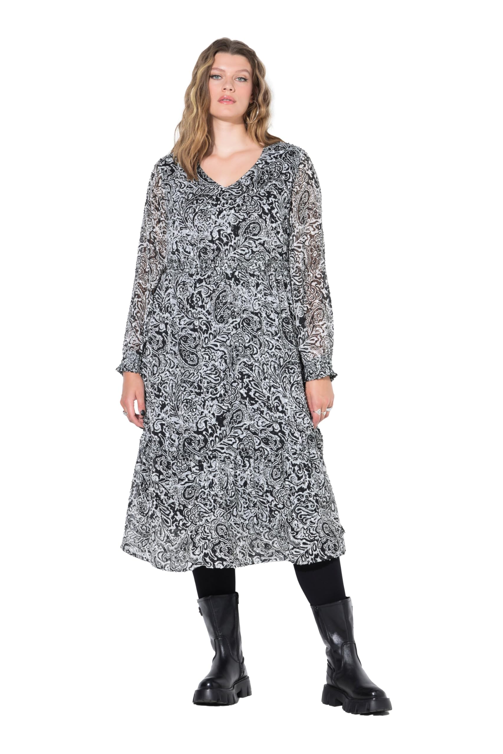 Studio Untold Damen große Größen Übergrößen Plus Size Midikleid, A-Line, Struktur mit Paisleys 844938