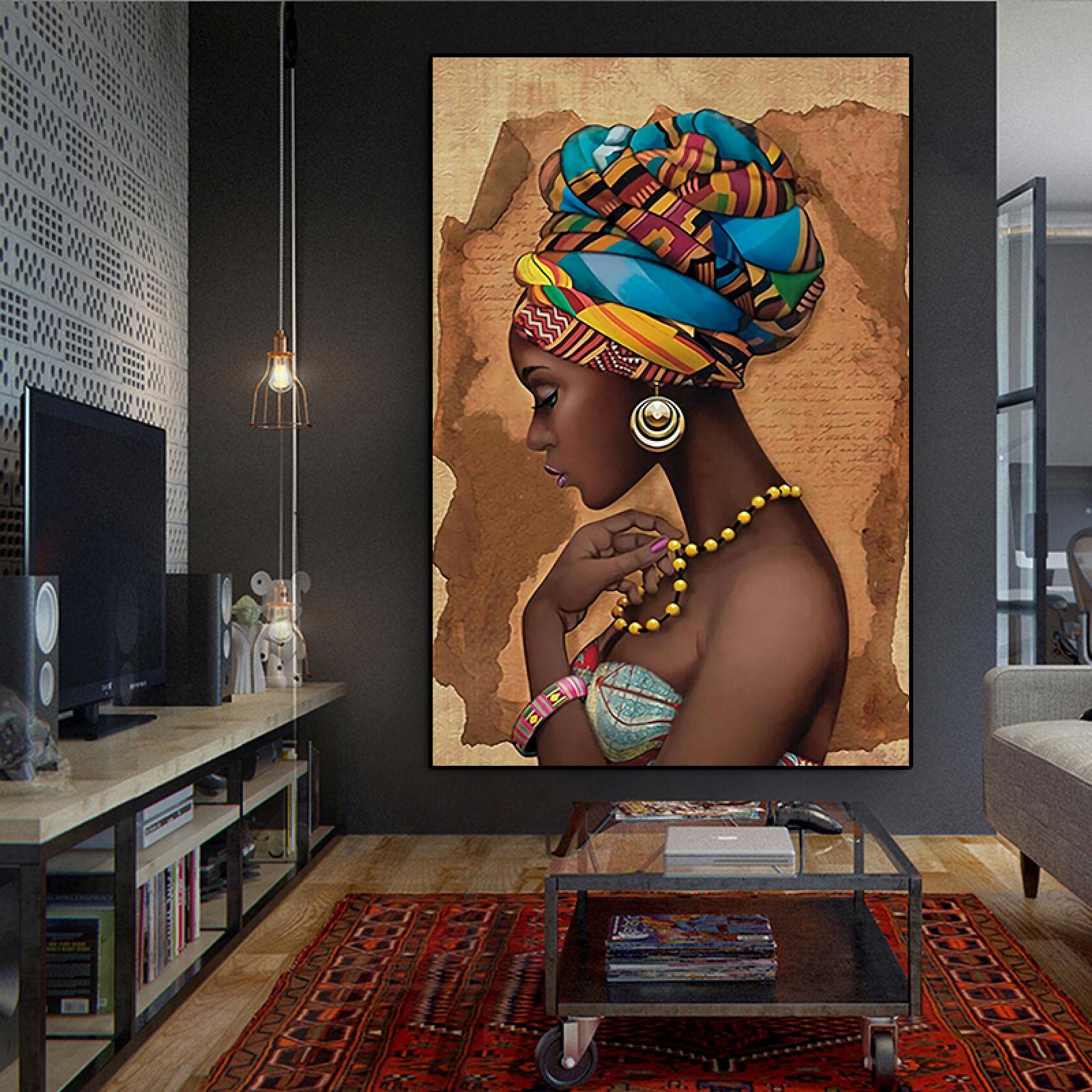 Wandbild Afrikanische Frau Mit Schädel & Rosen – 3-teiliges Leinwand-Set, 121,9 X 81,3 Cm
