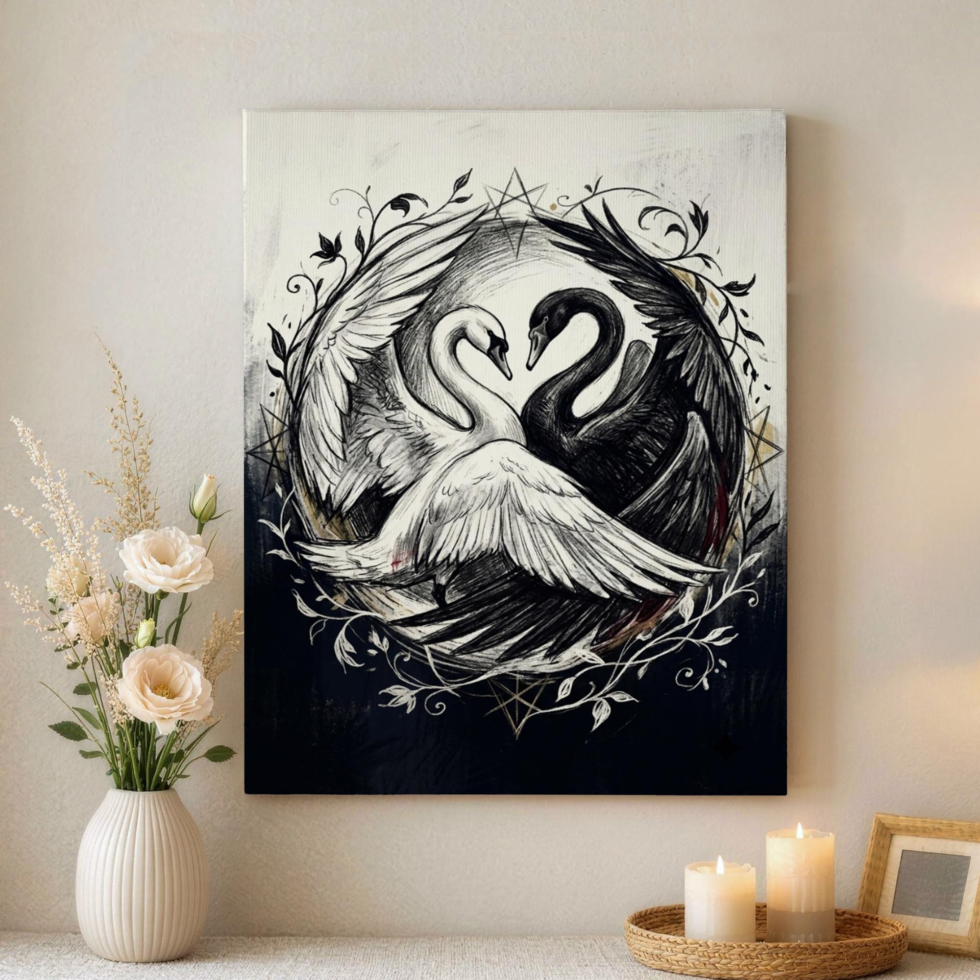 Lienzo abstracto de cisne para redecorar paredes vacías de forma moderna 8