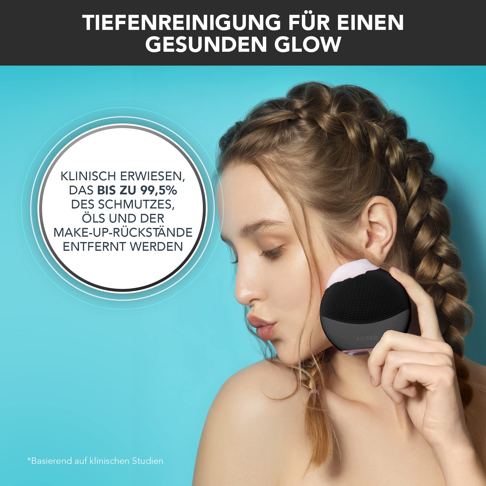 FOREO LUNA mini 3 Gesichtsreinigungsbürste - Gesichtsmassagegerät elektrisch, ultrahygienisches Silikon - Einfache Gesichtsreinigung - Elektrischer Gesichtsreiniger - App-verbunden - Midnight