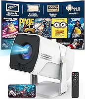 Mini Projetor Portátil 5G WiFi 6 Bluetooth Android,Suporte 4K e 1080P Full HD, 180° Giratório, Keystone Automático, Compatível com Android/iOS/HDMI/USB/Áudio, Tela de Projeção Grátis,Ideal para Casa