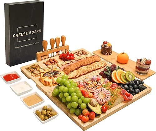 Miniatura 2 de Juego de tablas de queso premium con cuchillos, pizarras y tazones de acero inoxidable, regalo de inauguración de la casa, regalo de boda para