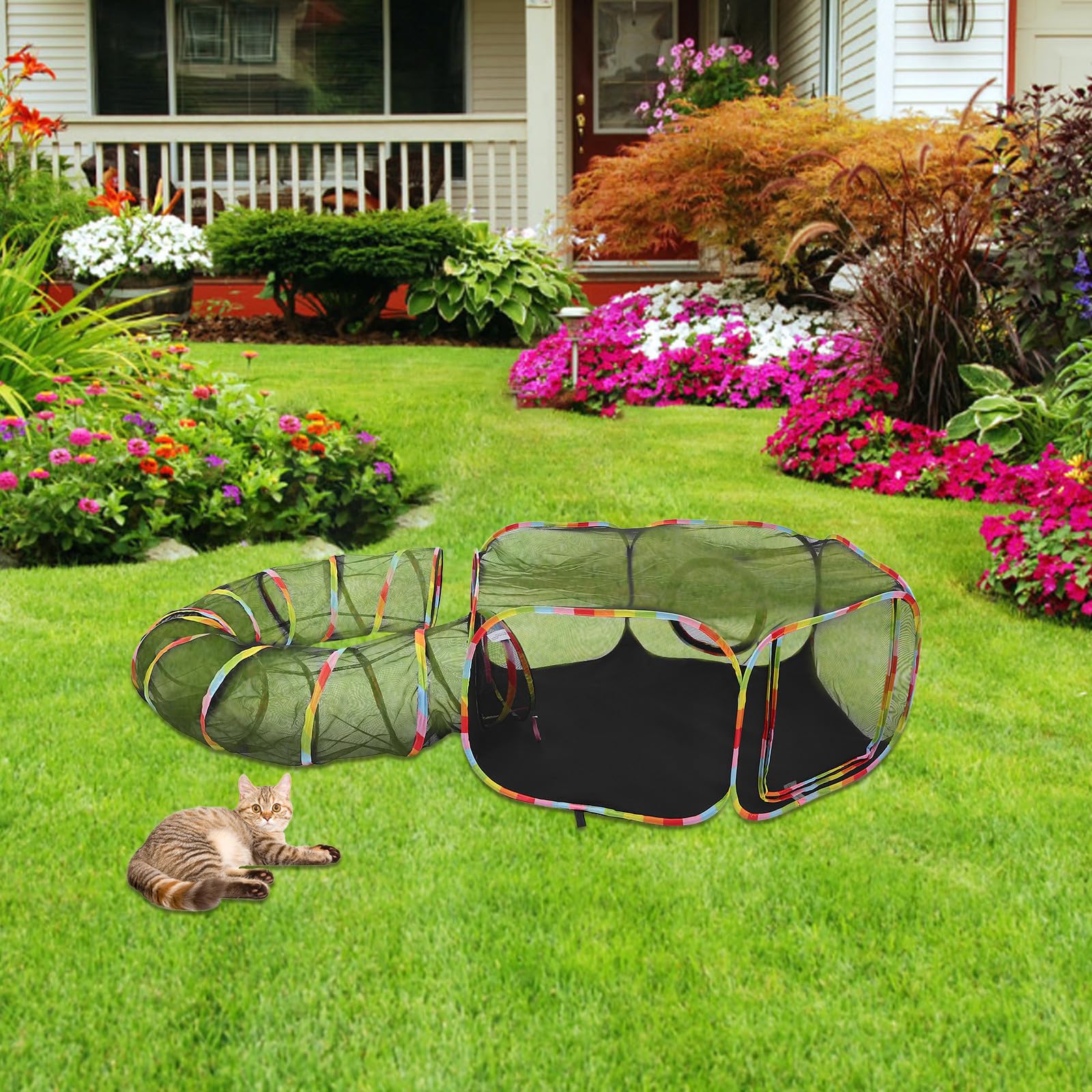 Túnel para Gatos al Aire Libre, Plegable y Portátil, Recinto Seguro