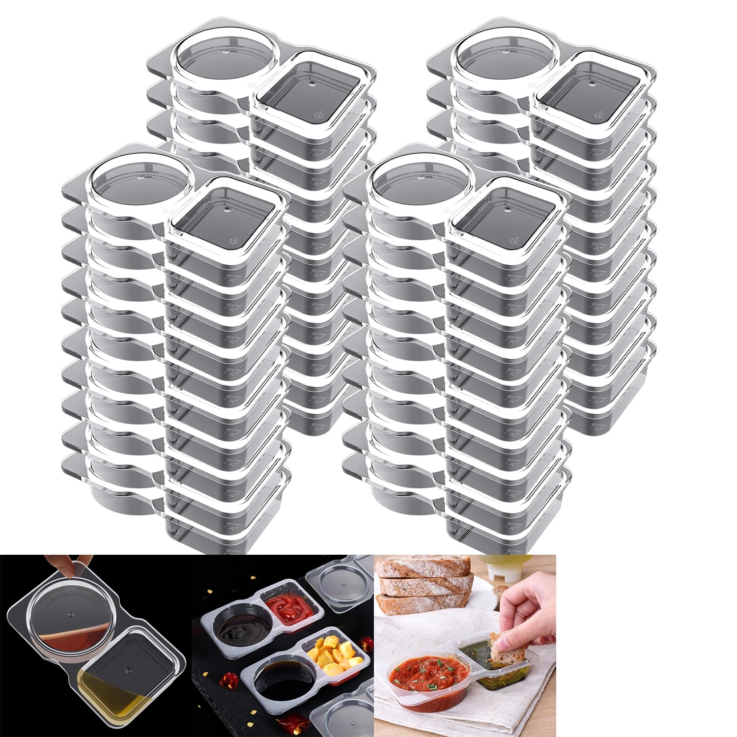 Amazon.com: TAOceeXI 40PCS Double Compartment Condiment Container, 2 ...