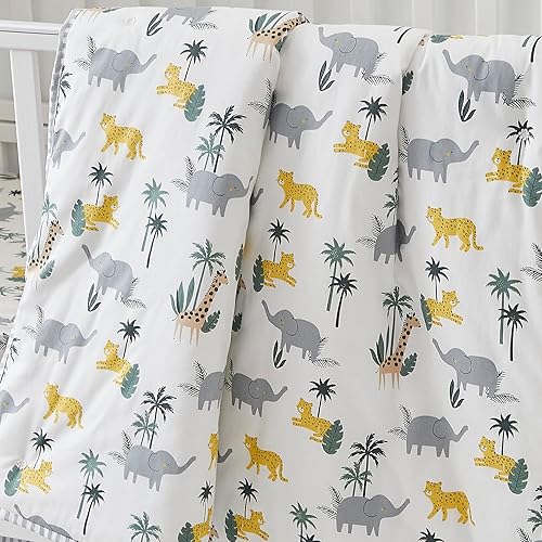 Miniatura 3 de Brandream Juego de ropa de cama de cuna de selva para niños y niñas juego de edredón de safari 100  algodón juego de edredón de animales de jirafa