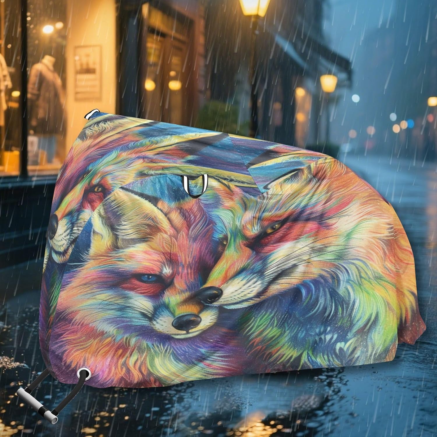ALAZA Rainbow Foxes Bike Cover Waterproof Outdoor Ebike Bicycle Covers Tarp Protection for 1/2 Bikes, Sun UV Dust Wind Proof