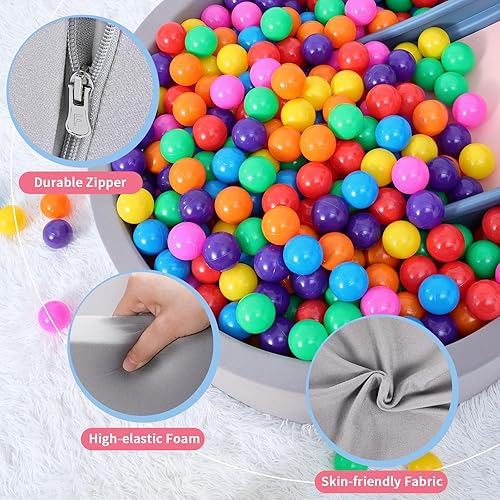 Miniatura 4 de Piscina de bolas de espuma para niños pequeños con 100 bolas, grande para bebés con esponja viscoelástica suave, corralito para bebés para