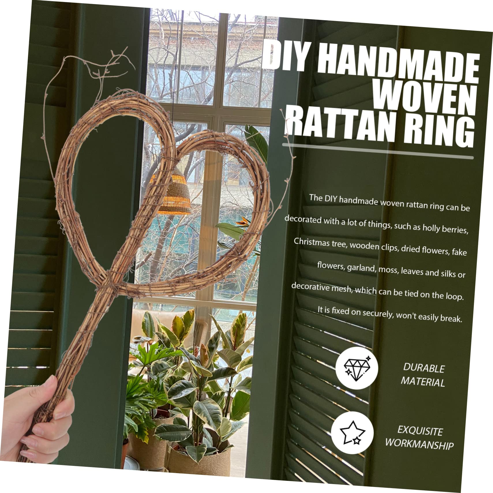 Amosfun 4 Sätze Blumenstrauß Zubehör Hochzeit Dekorative Hängende Ornamente Dekoration Kränze Weihnachtsdeko Christmas Decorations Girlandenring Selber Machen DIY-Rattan Coffee 2 Stück * 4