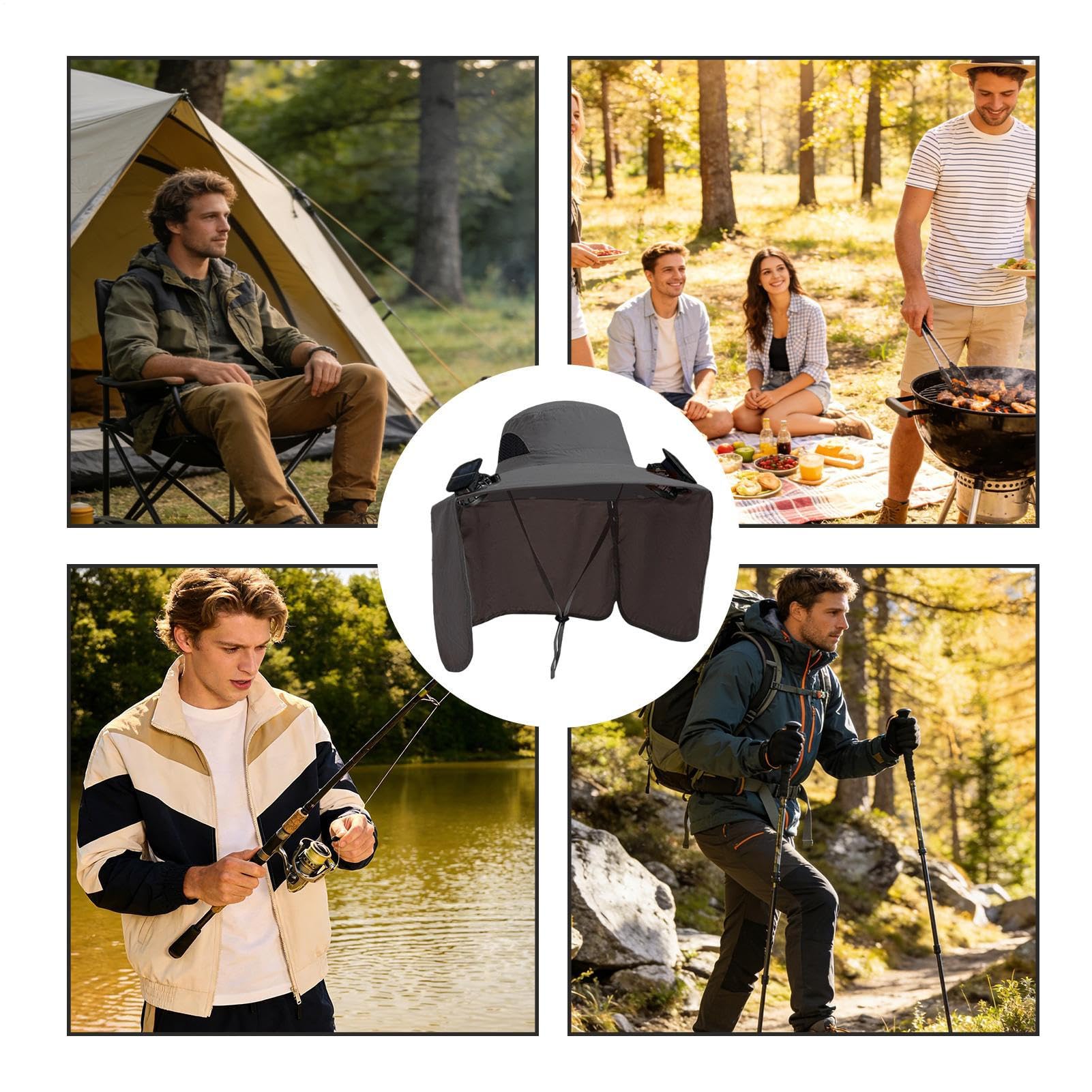Gorra con Ventilador,Protección UV y Tejido Transpirable - Sombreros Plegables para Hombre con 2 Ventiladores Solares,para Hombre Jardinería Senderismo Viajes Playa Aire Libre
