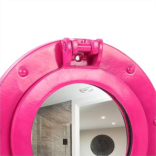 Miniatura 4 de Espejo colgante de ojo de buey náutico rosa hecho a mano  Réplica funcional y abrible de ojo de buey redondo (10 pulgadas)