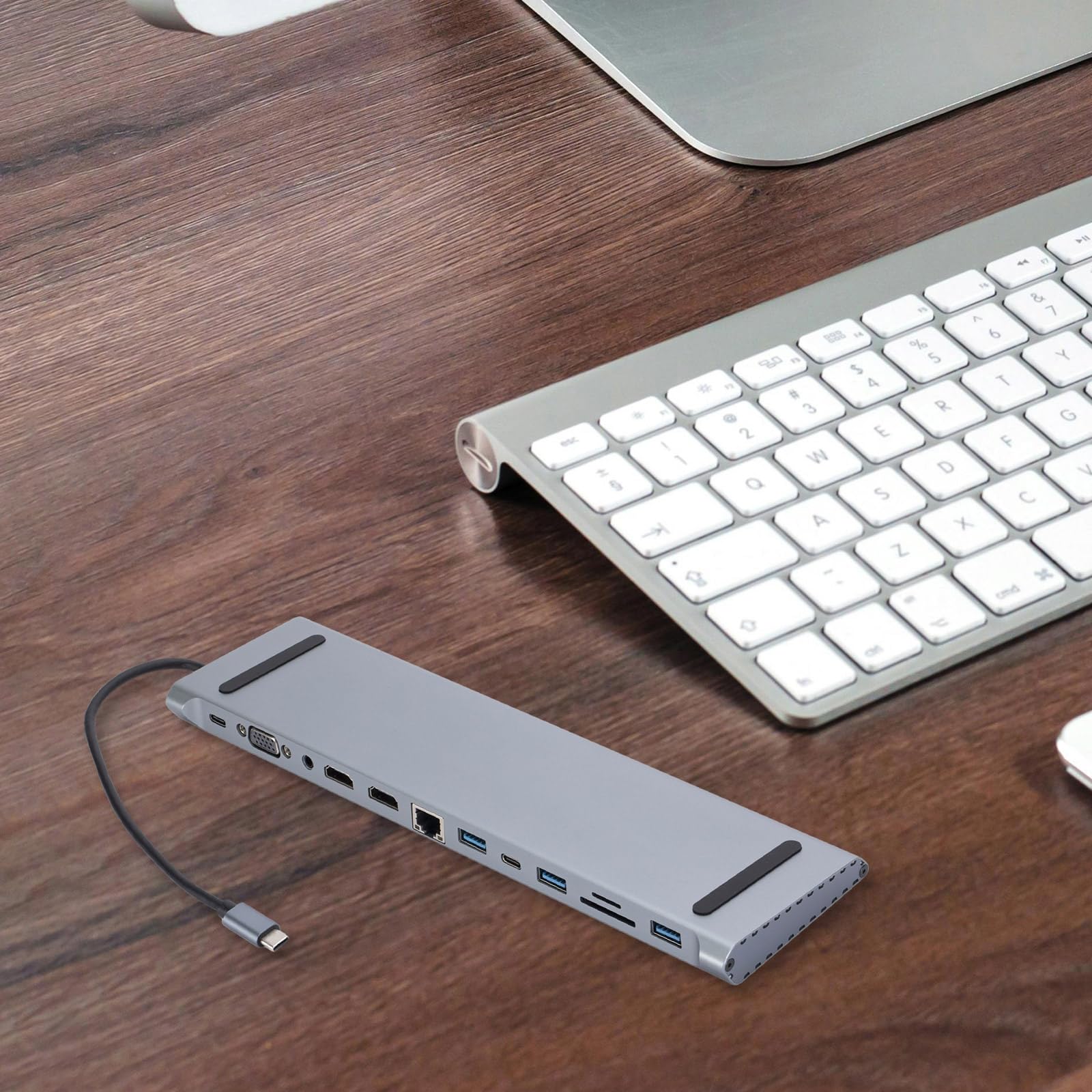 Adaptador USB C para laptop, dongle tipo C con puerto 4K, ranura para lector de tarjetas, puerto de datos, carga de 100 W, 2 USB 3.0
