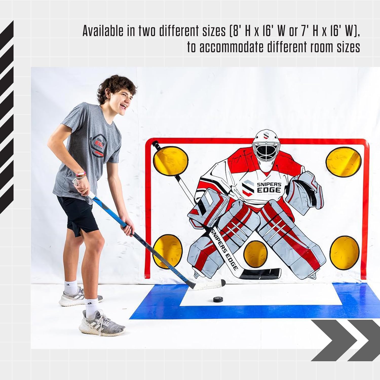 Snipers Edge Hockey Shooting Tarp – Tarp Made of Heavy Duty Vinyl – Develop a Stronger Slap and Wrist Shot Without Damaging Drywall or Breaking Windows