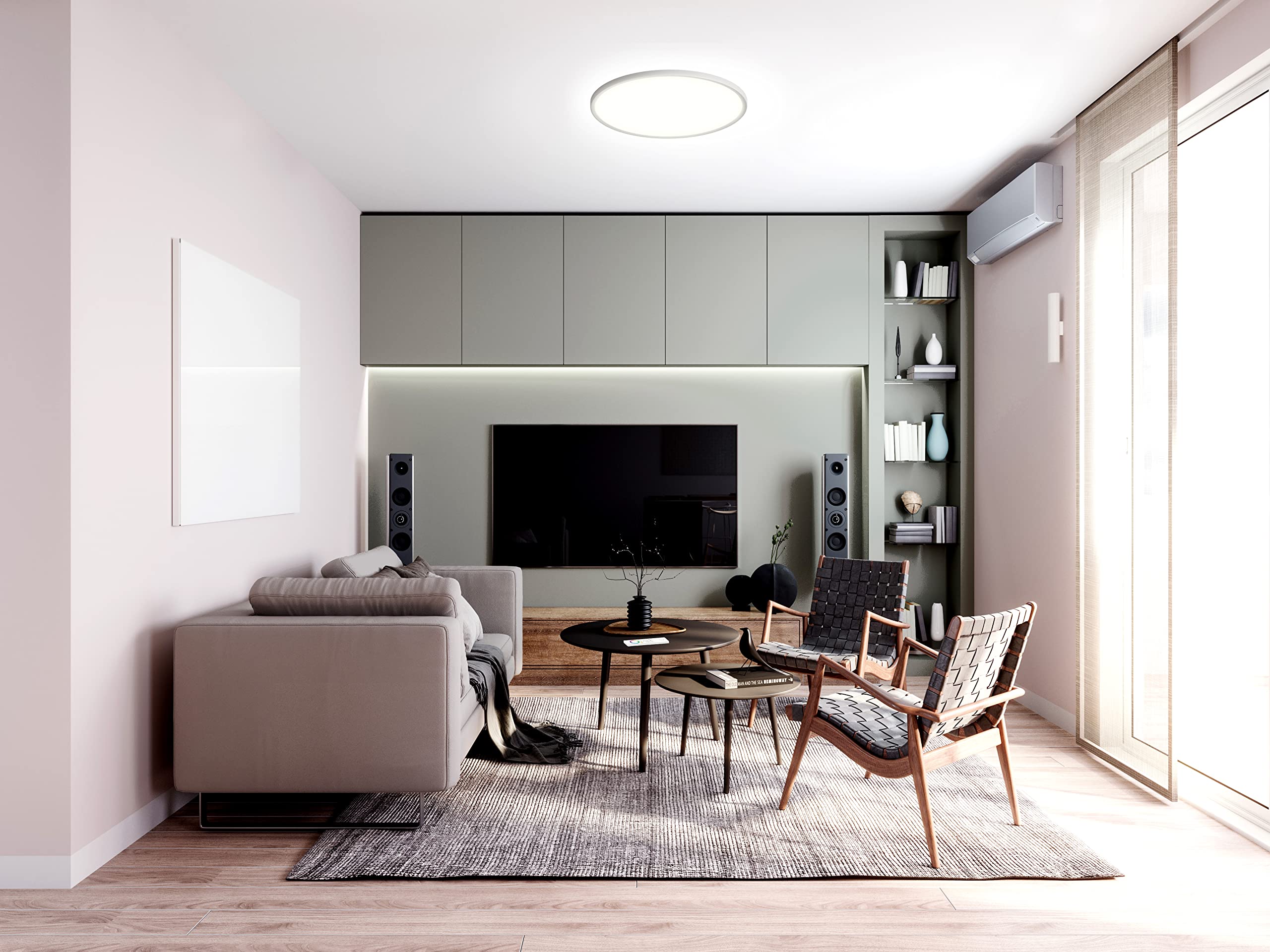 tint Smarte LED-Deckenleuchte AMELA – Steuerbar per Alexa, Fernbedienung oder Bluetooth – Dimmbare Deckenlampe mit weißem Licht (1800-6500 K) – Ø 50 cm…