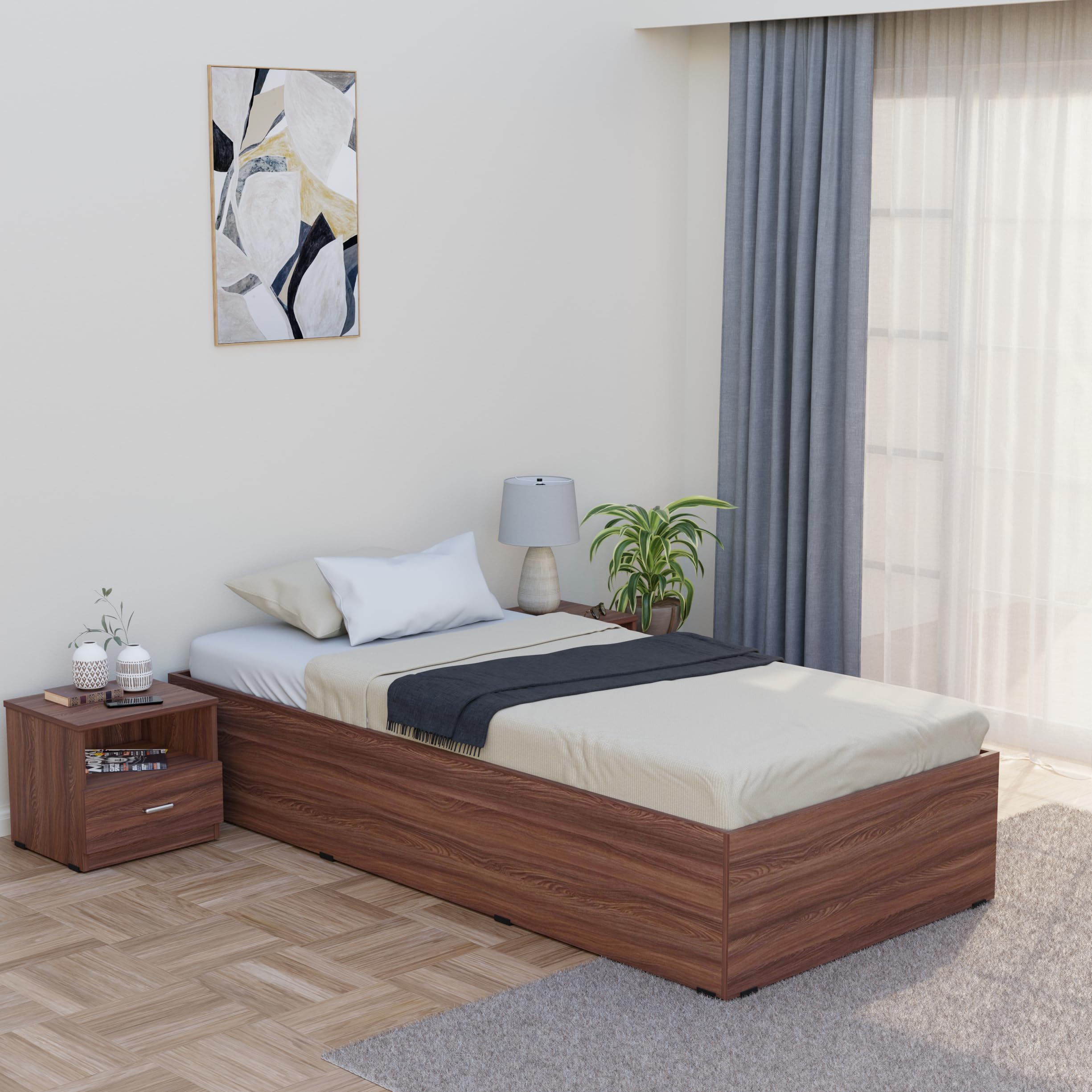 FURNIFLIX Engineered Wood Single Deewan Day Bed with Box Storage for Bedroom Living Room Home - Walnut Finish-image-39