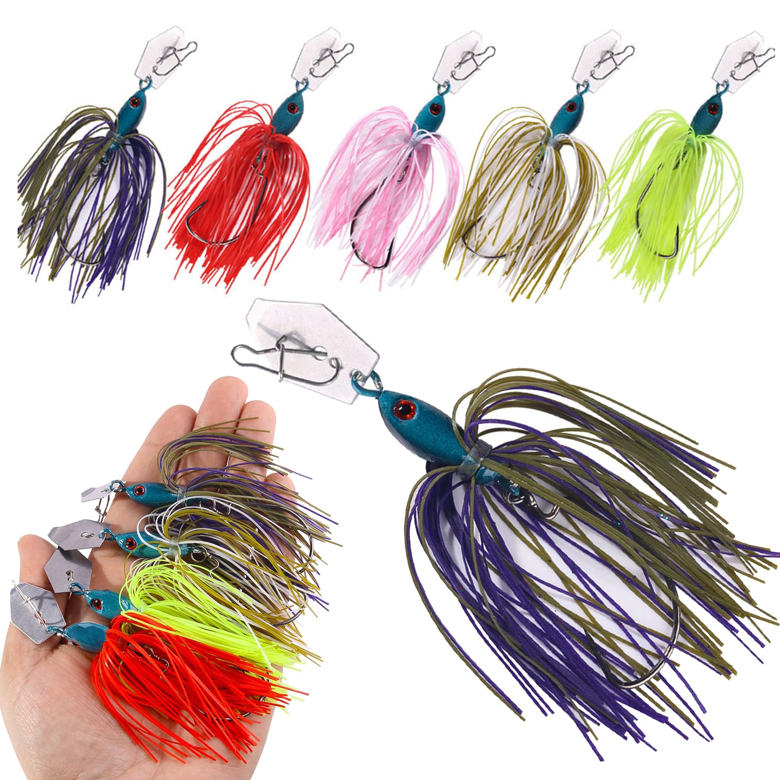 Chatterbait przynęta wędkarska na okonie, 6 sztuk, przynęta wędkarska, szczupak, spinnerbait, gumowa przynęta, sandacz, sztuczna przynęta wędkarska, zestaw do wędkowania szczupaków, pstrągów