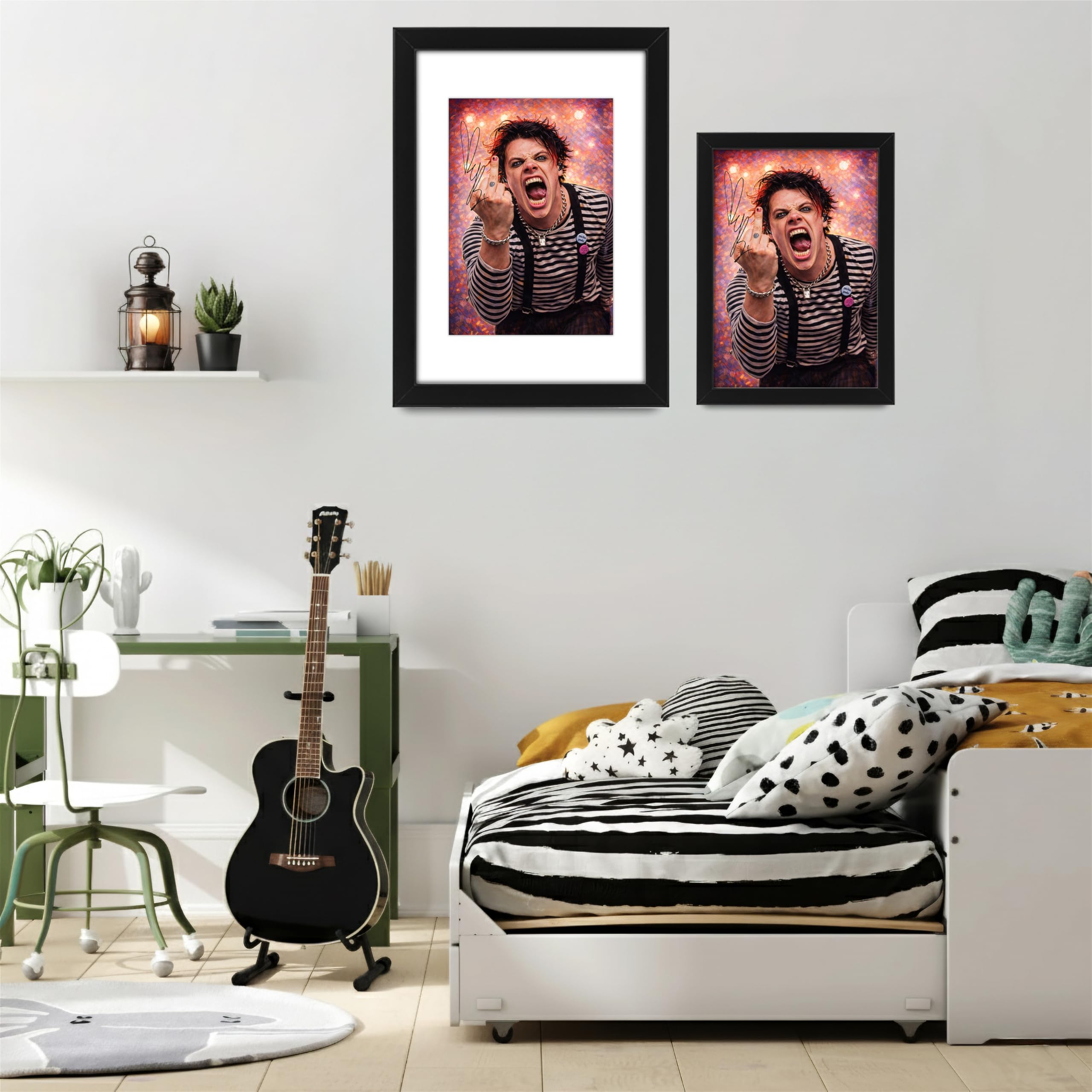 Yungblud Art - Poster con autografo, edizione limitata, idea regalo per fan, memorabilia da collezione, merchandising artistico da parete, motivo: Idols World Tour & Bludfest Tribute (A3 incorniciato
