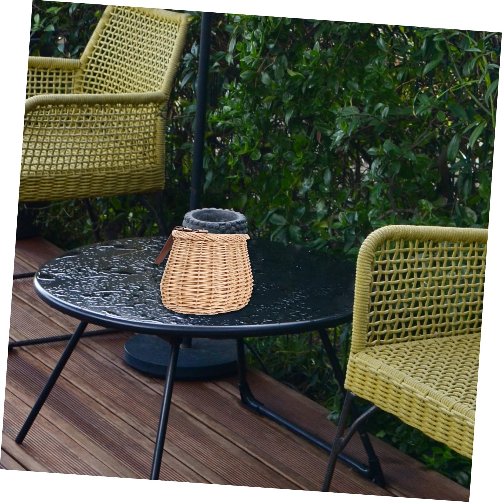 POPETPOP 1Pc Woven Rattan Bicycle Basket for Durable Natural Willow Storage with Capacity Easy Attachment for Front Handlebar for Holding Essentials and Umbrella