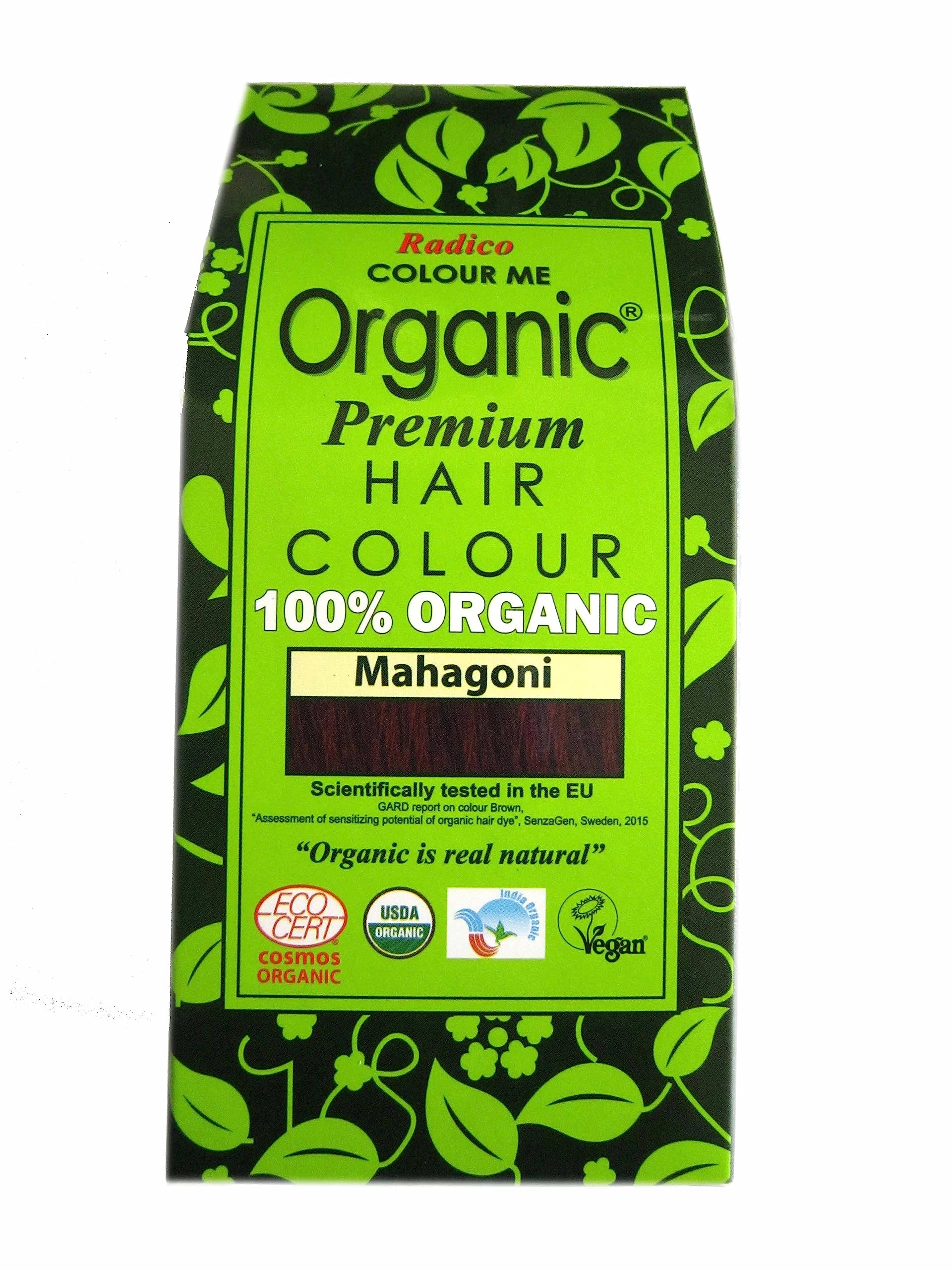 Radico Colour Me | Organic Pflanzenhaarfarbe | Mahagoni | Aus ayurvedischen Kräutern | Frei von Amoniak & Wasserstoffperoxid | Auch für graues Haar | 5 x 100 g