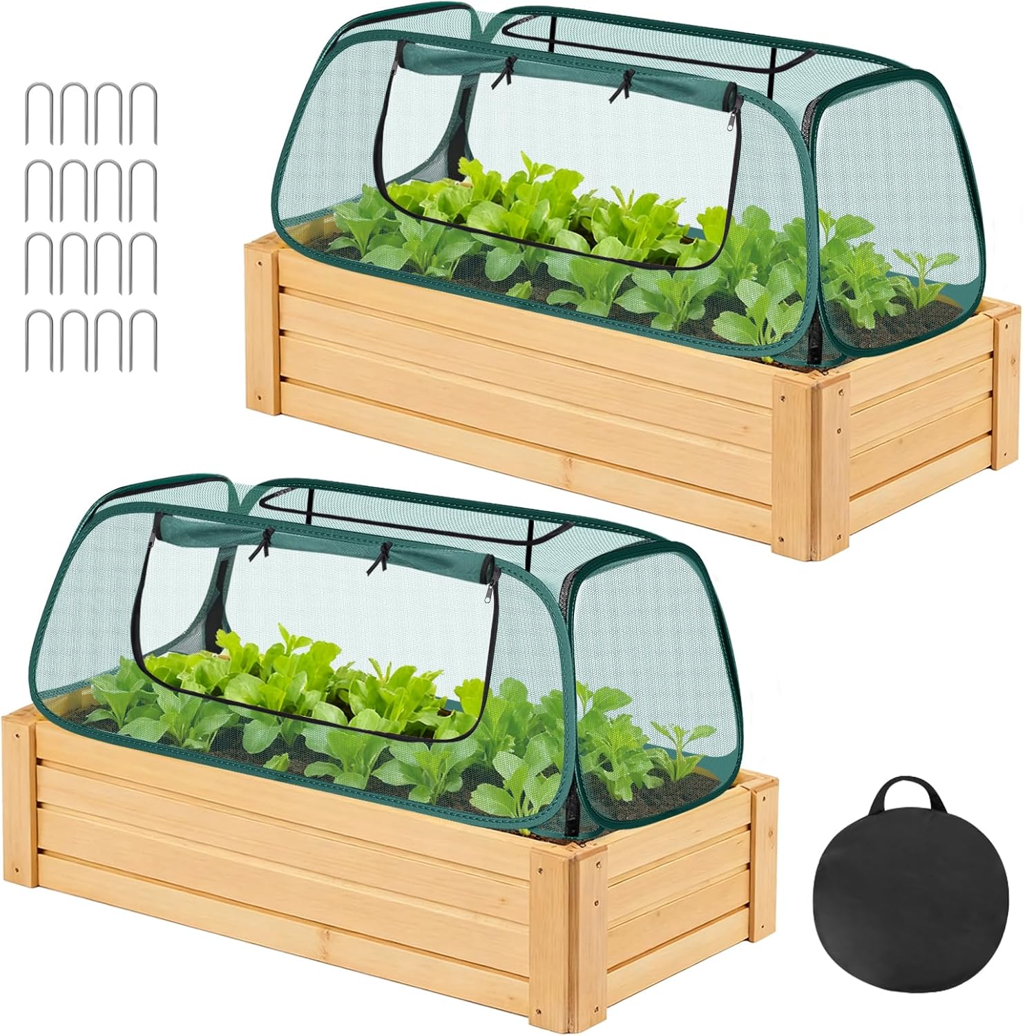 Pop Up Garden Rows Plants Cover, Raised Garden Beds Vegetable Rows Plant Protector, Raised Bed Cover, Crop Cage, Plant Guard, and Garden Mesh Netting Tent