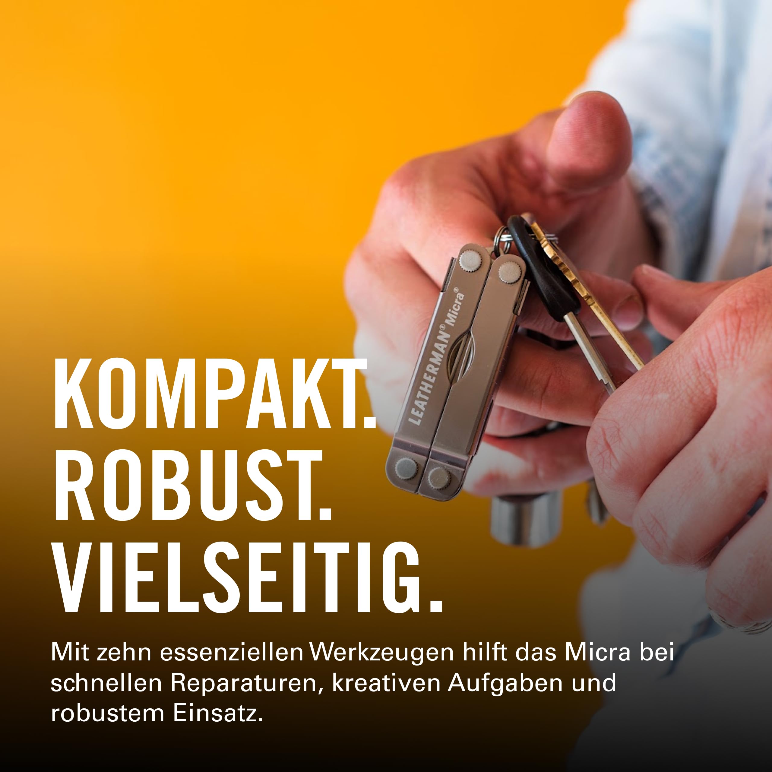 Leatherman Micra - Edelstahl-Schlüsselanhänger Multi-Tool mit Federschere und 9 Werkzeugen - Edelstahl