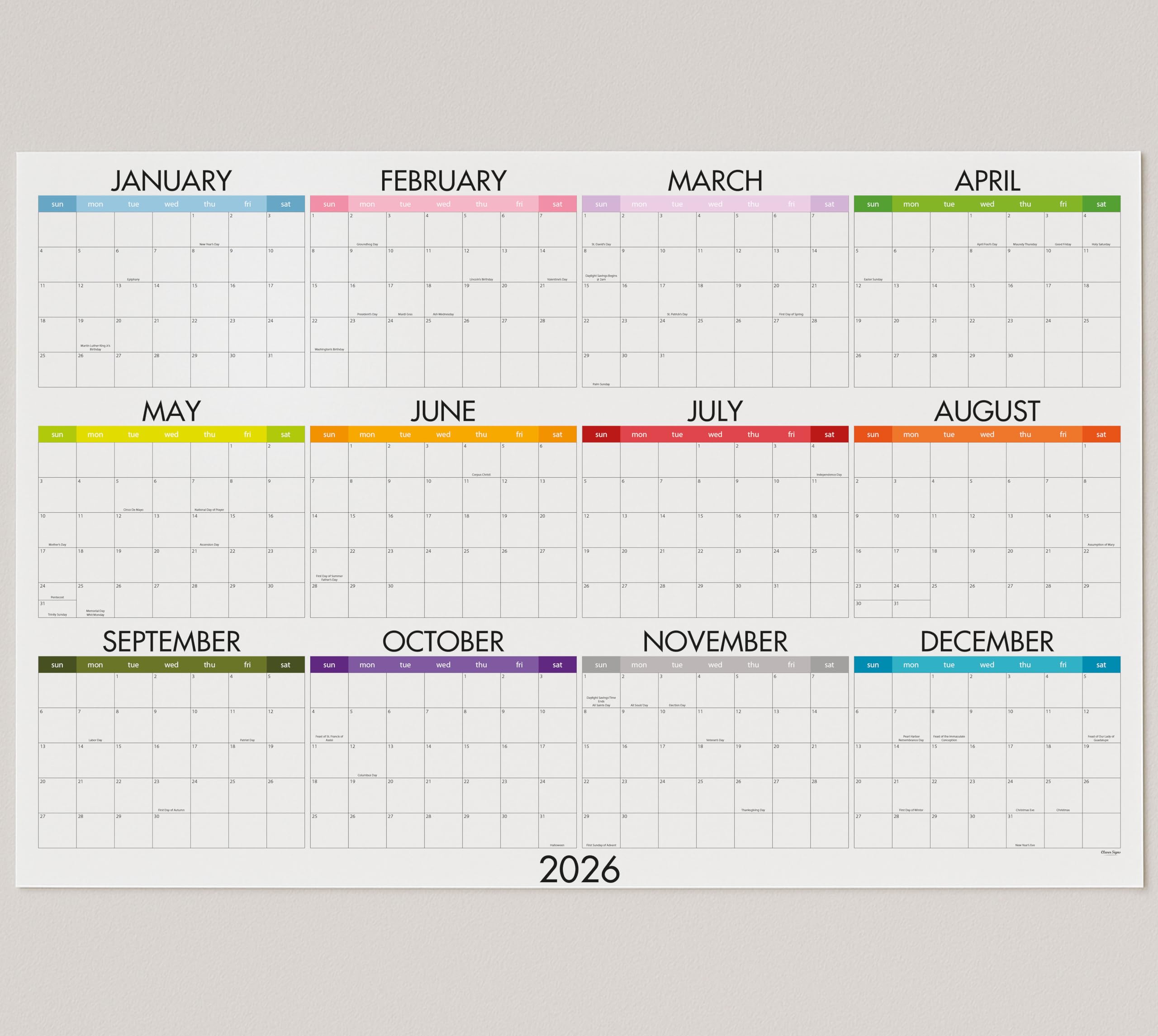 Dry Erase Wall Calendar 2026, 27×39 in — Double-Sided Yearly Planner (Dated & Undated), Reusable Write & Wipe, Large Wall Planner for Home, Office,