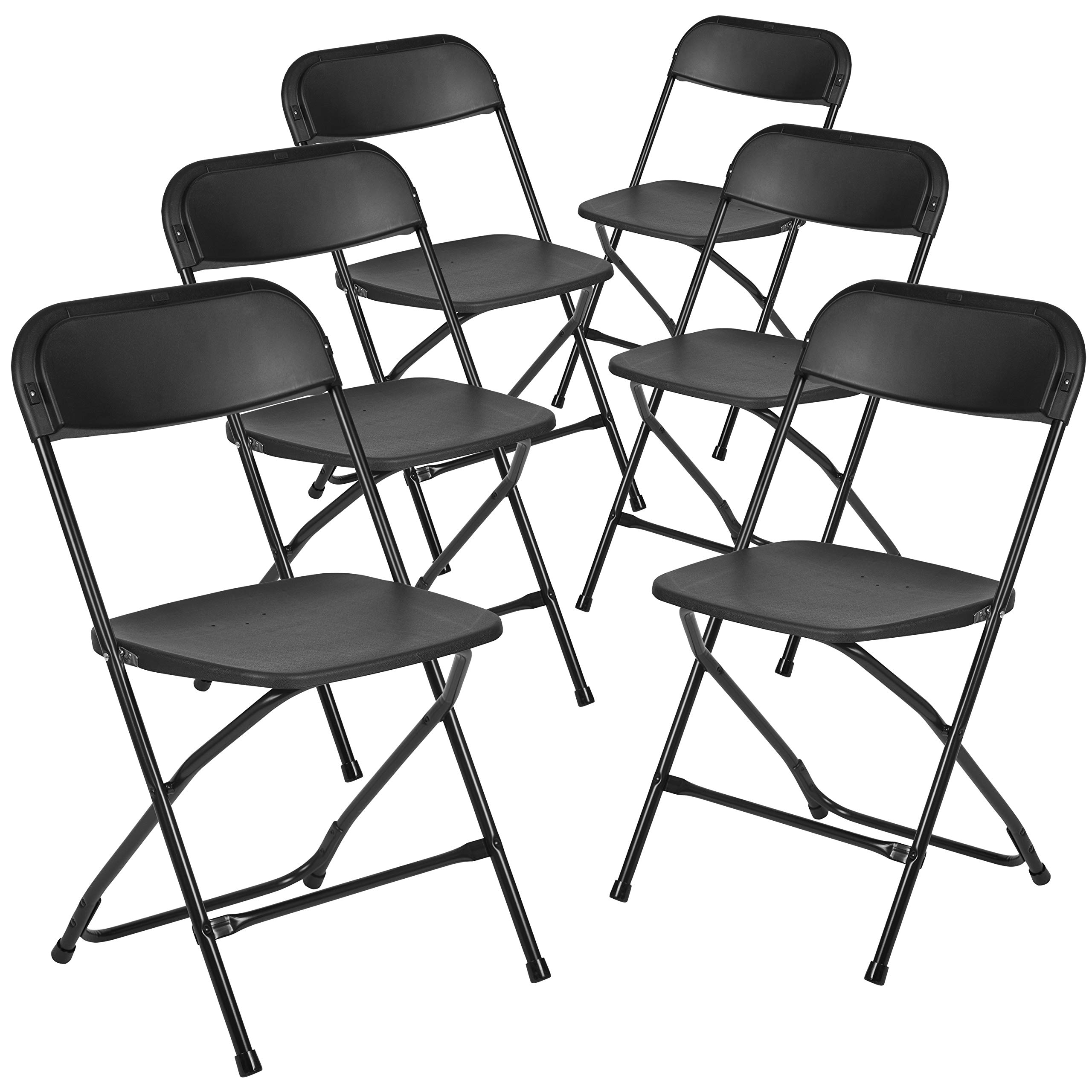Flash Furniture Hercules™ Series Plastic Folding Chair - Black - 6 Pack 650LB Weight Capacity Comfortable Event Chair-Lightweight Folding Chair