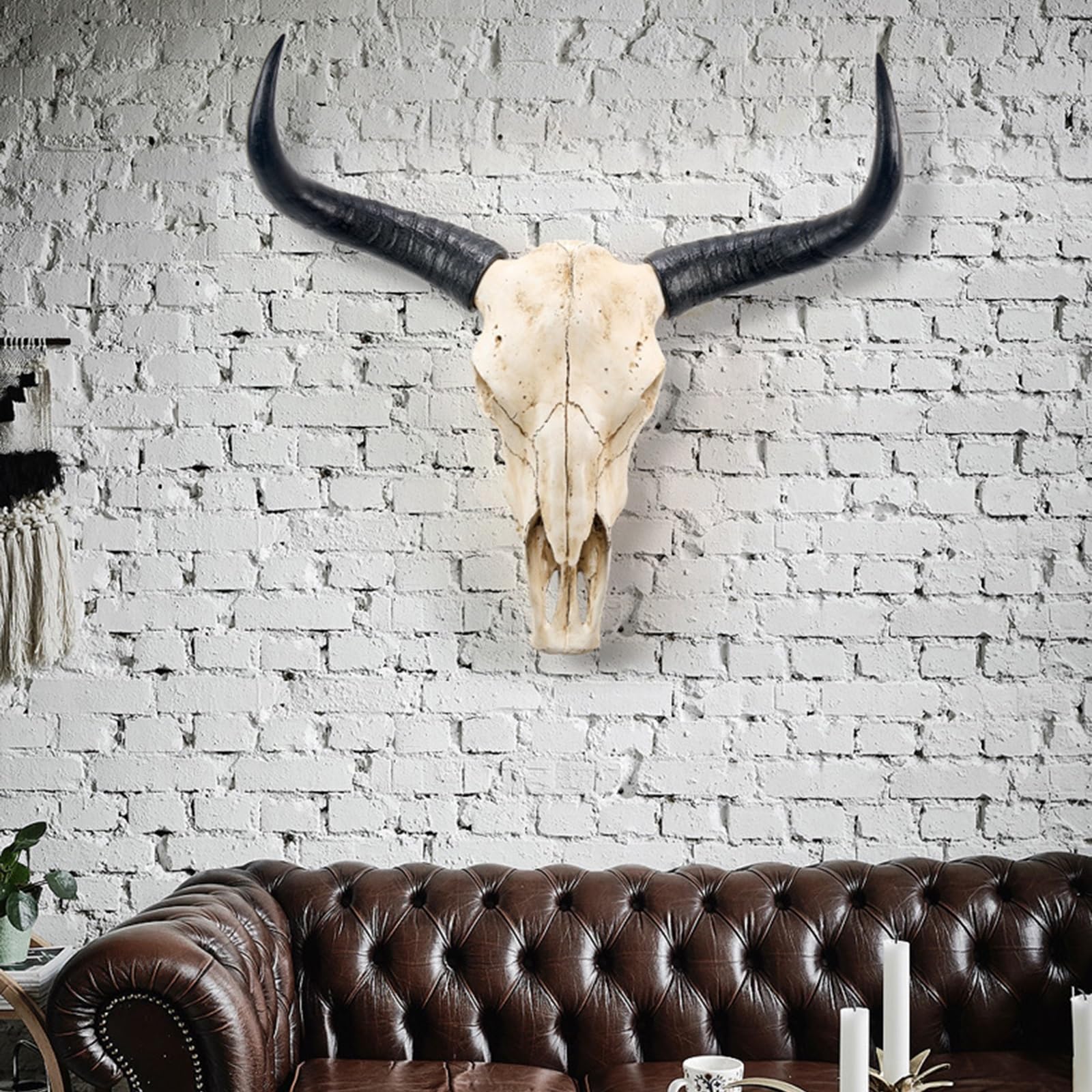 Kuhschädel Wanddekoration Mit Hörnern | Vintage Western Deko 103cm