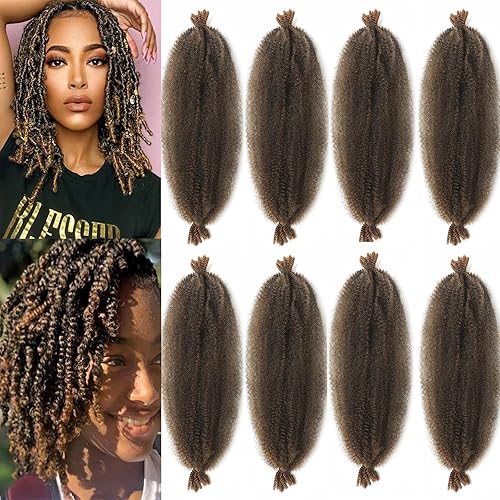 Cabello afro trenzado preseparado de 18 pulgadas, 8 paquetes de rizos naturales preesponjosos, perfectos para cabello de ganchillo Marley, adecuado
